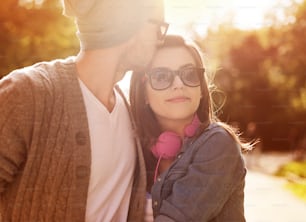 Loving young couple in sunlight 