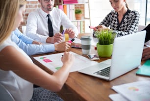 Company's team at the business meeting