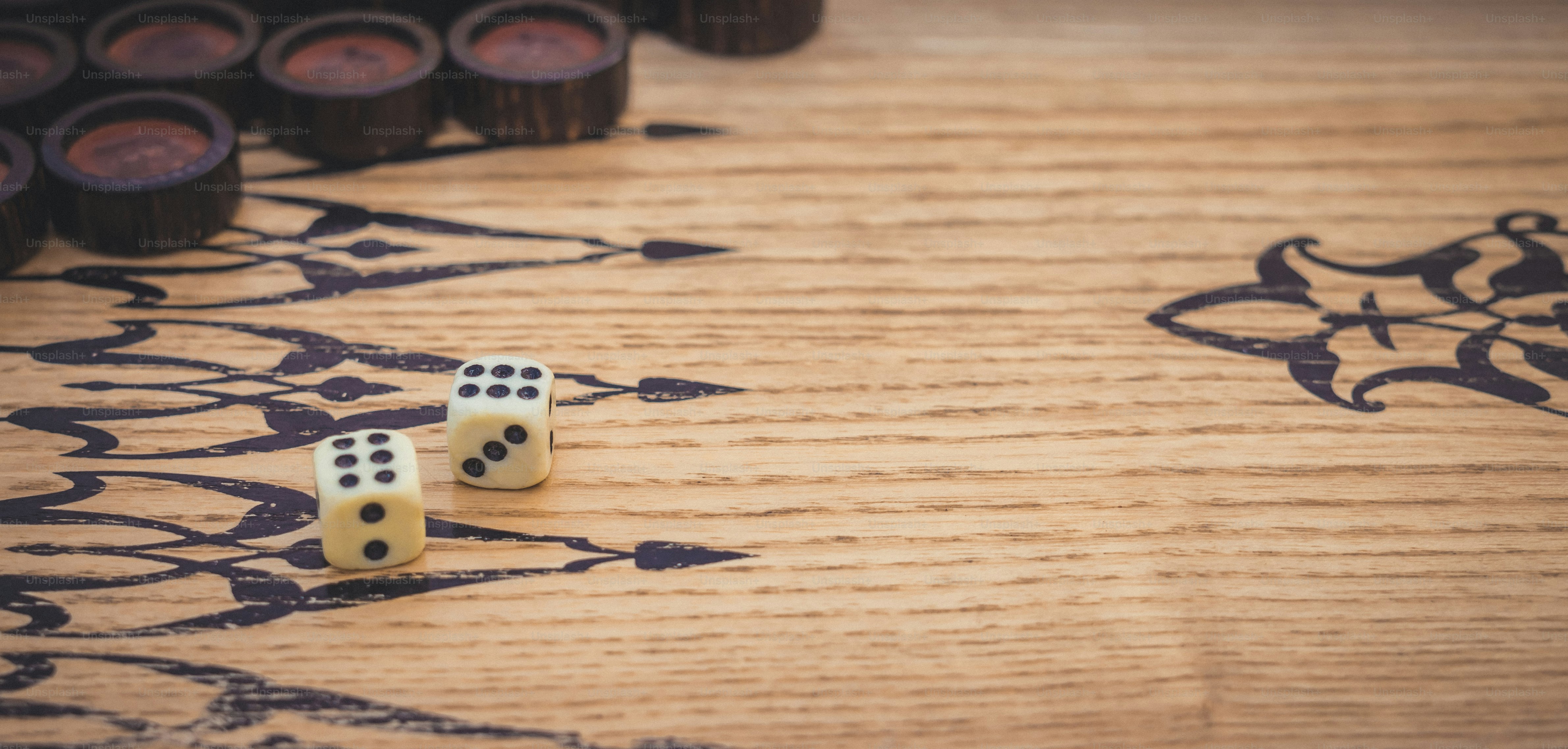 Beautiful wooden carved game table and backgammon