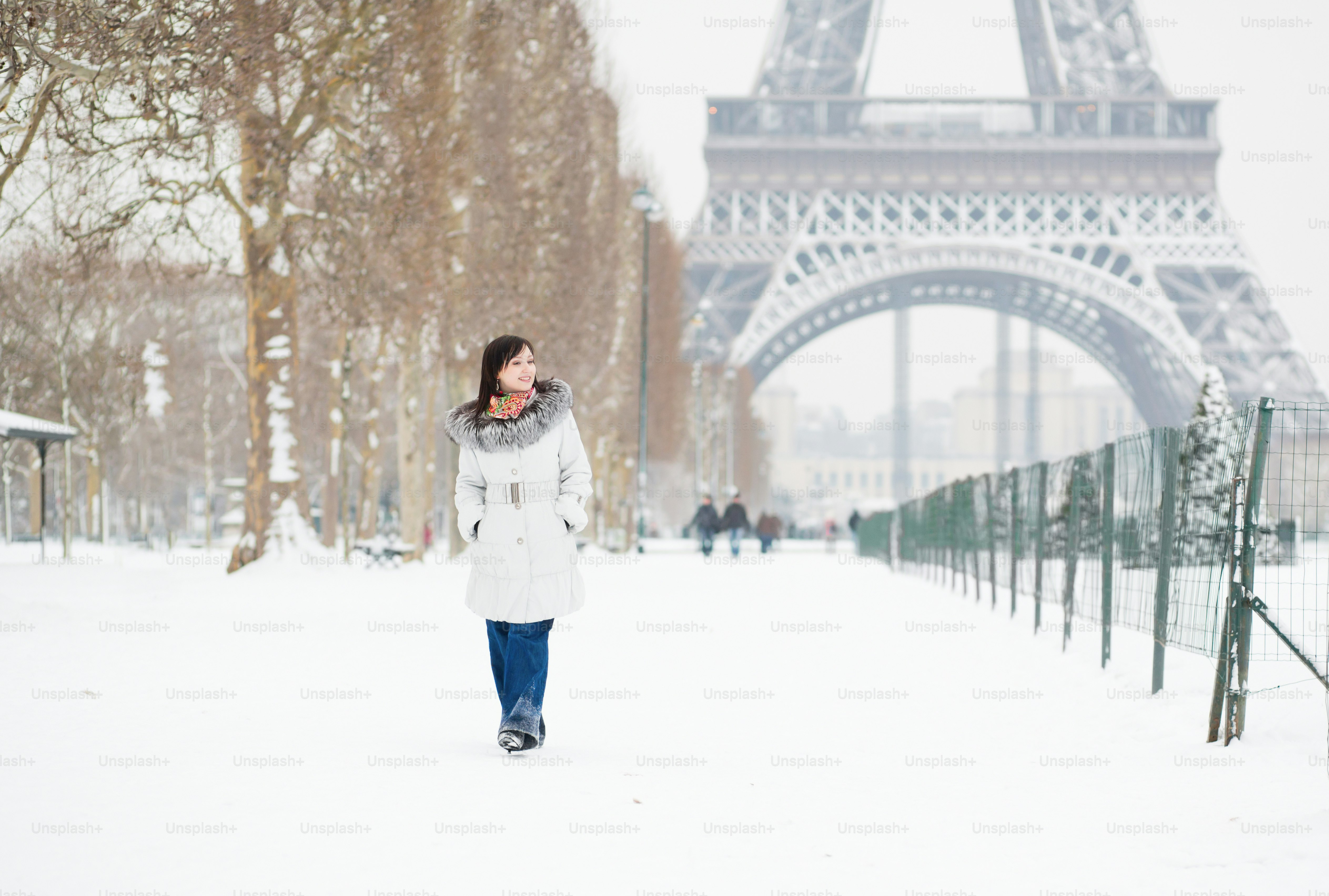 Young woman in Paris on a winter day