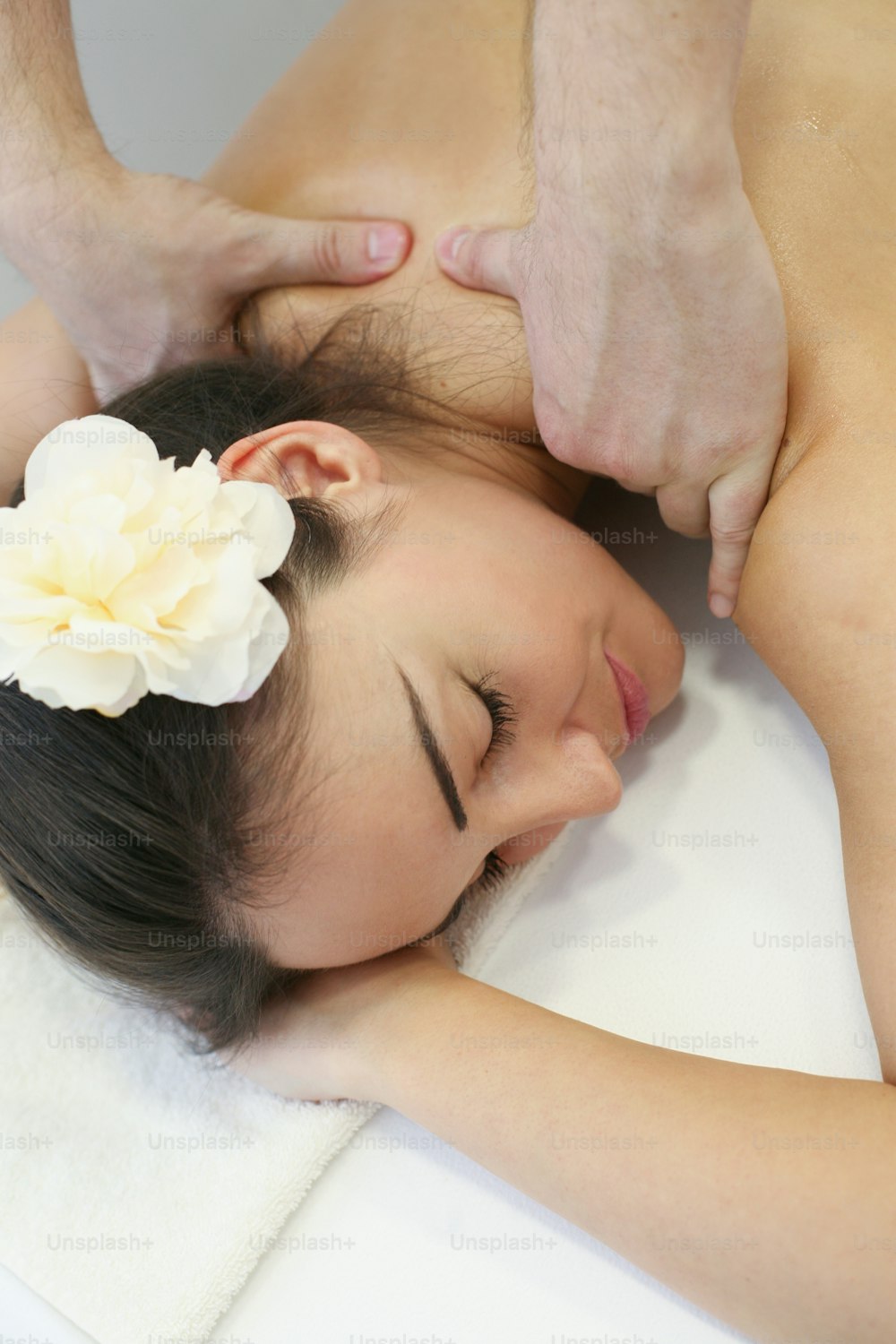Woman during a massage treatment.