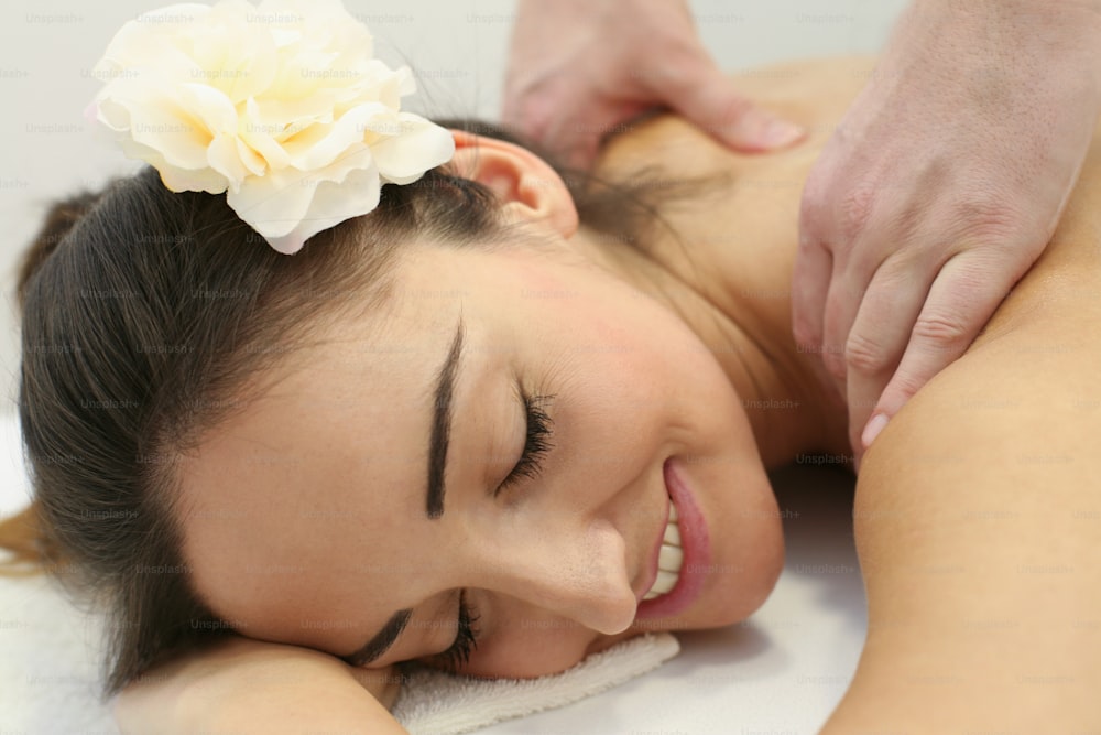 Woman during a massage treatment.