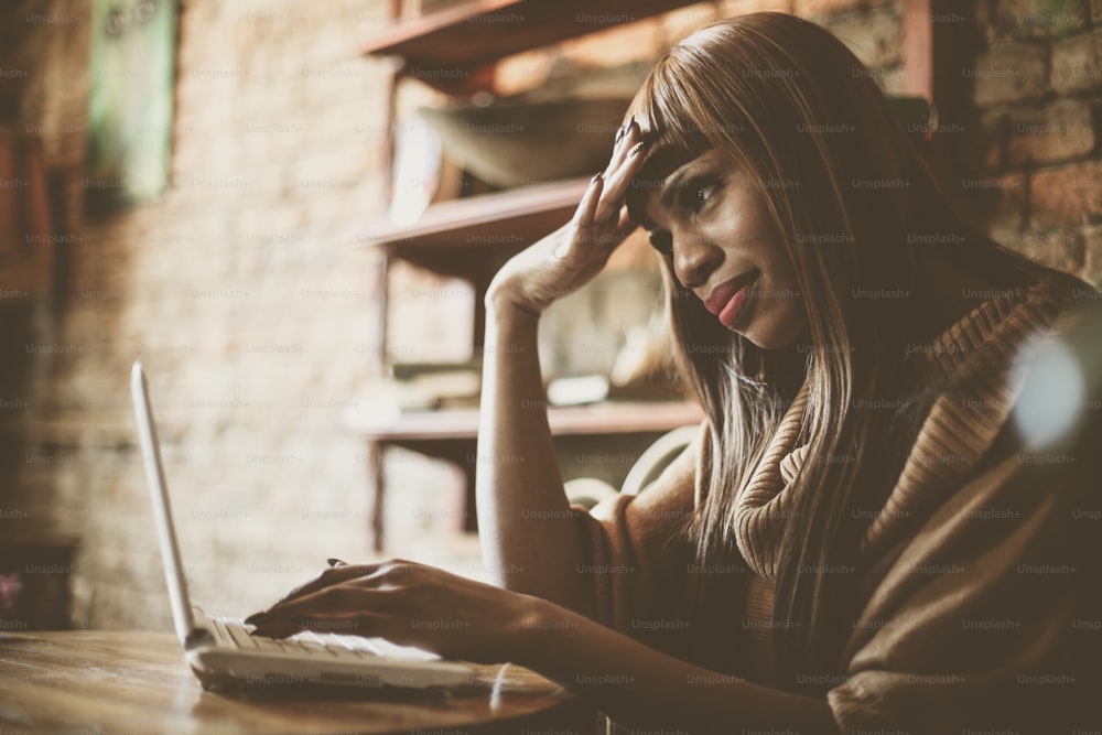 Woman having stress on her job.