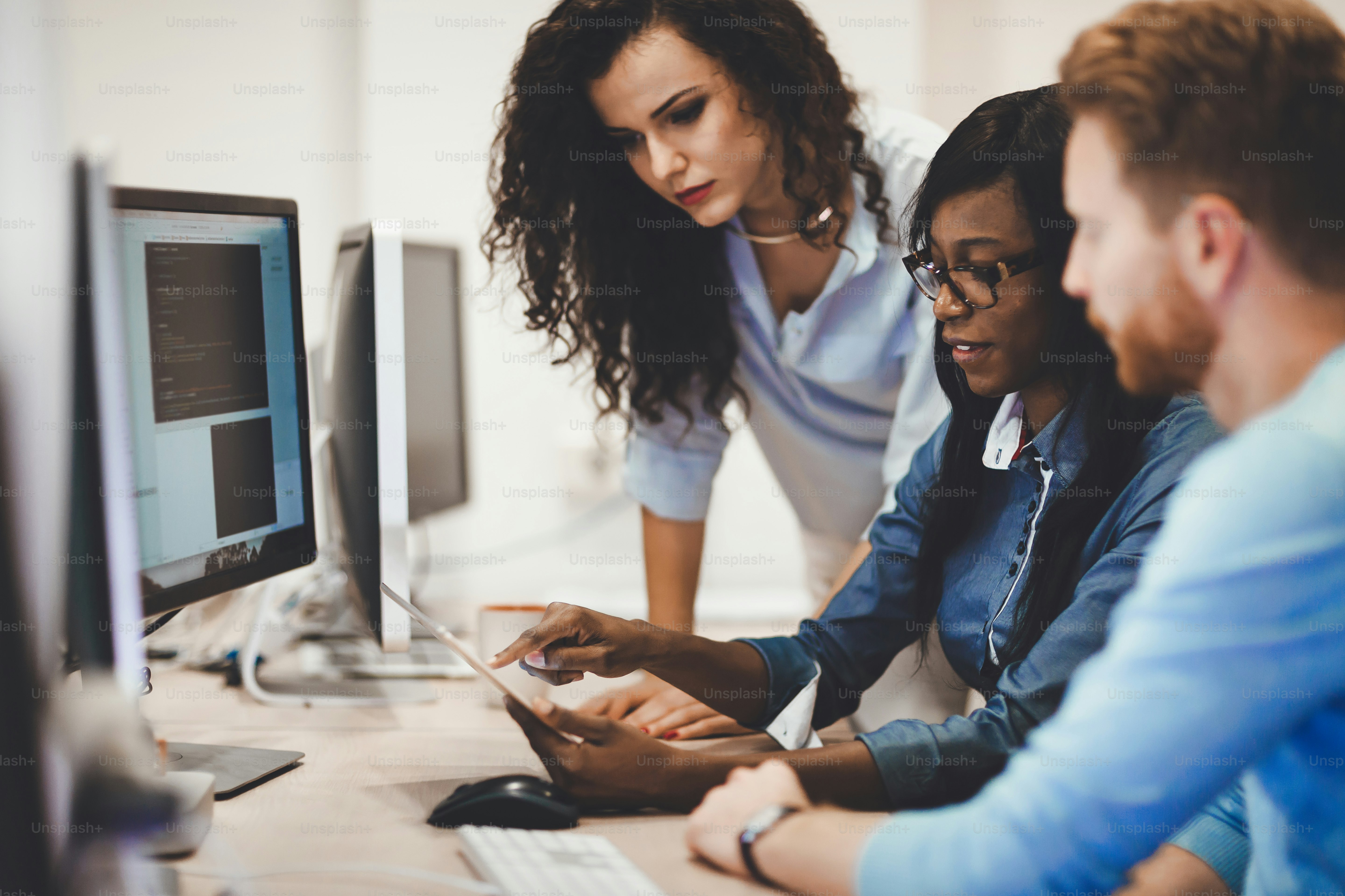 Programmer working in a software developing company office