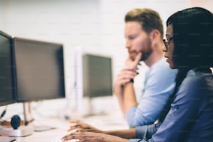 Programmer working in a software developing company office