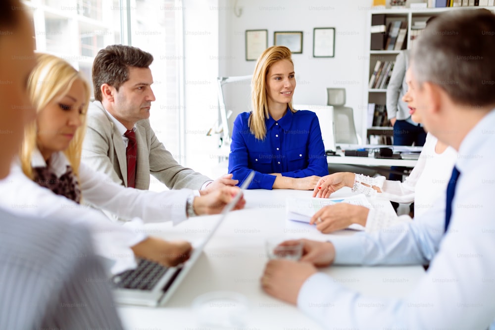 Business people meeting and a busy day at the office