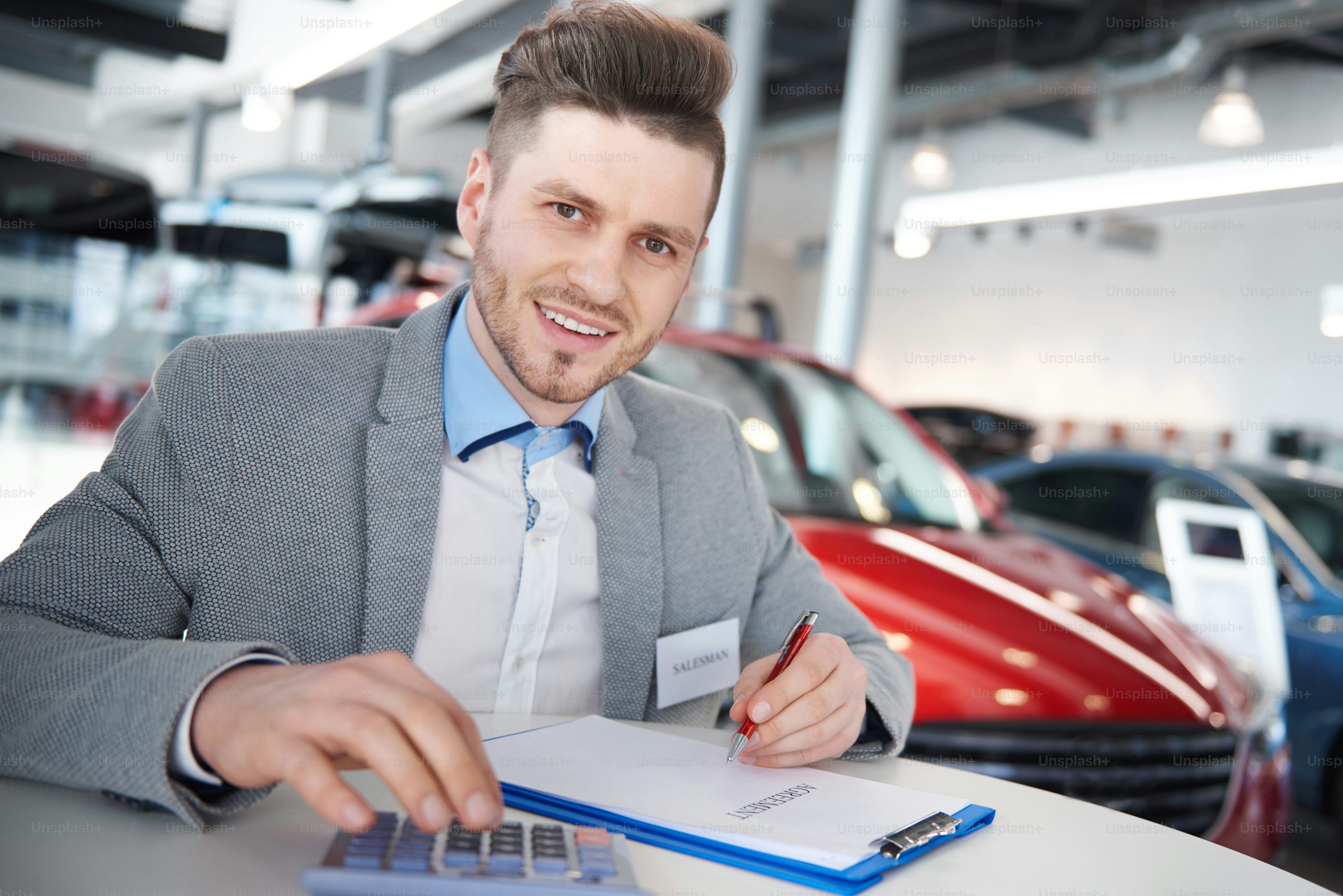 Salesman doing his daily duties