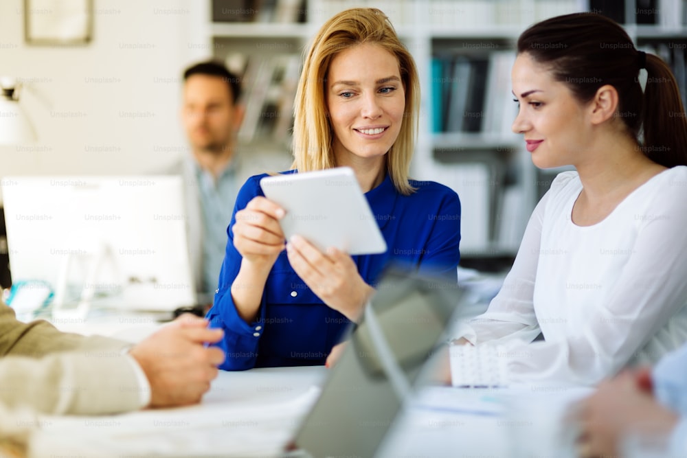 Beautiful businesswomen working in modern office