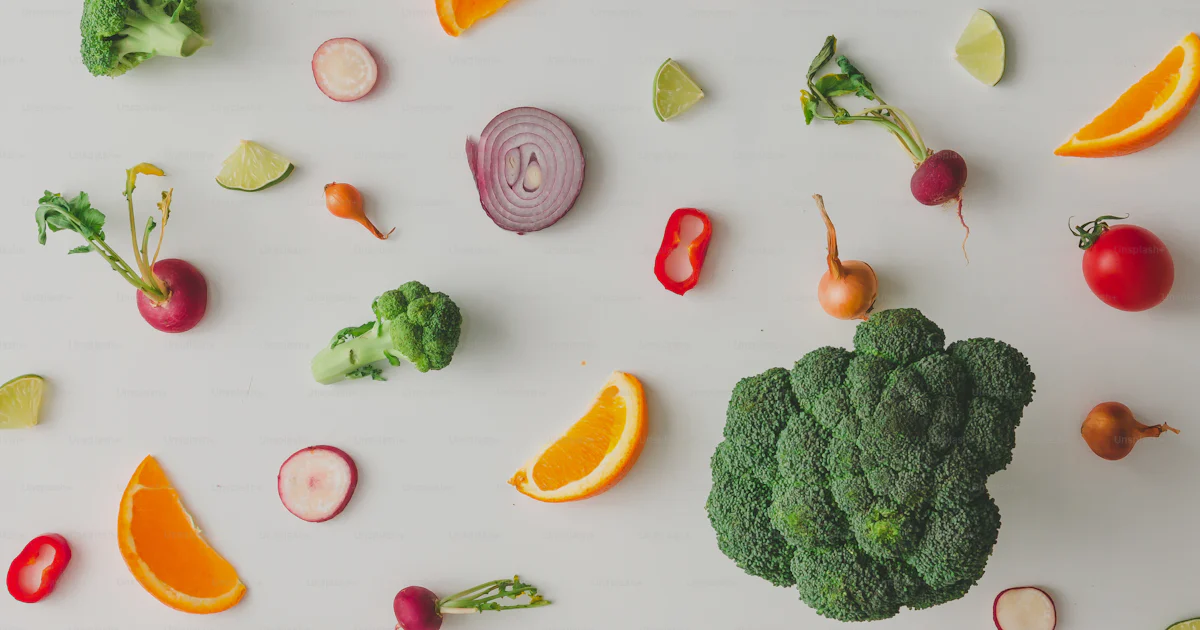 Red Pattern Food Colorful food pattern made of broccoli, orange, red pepper, onion ...
