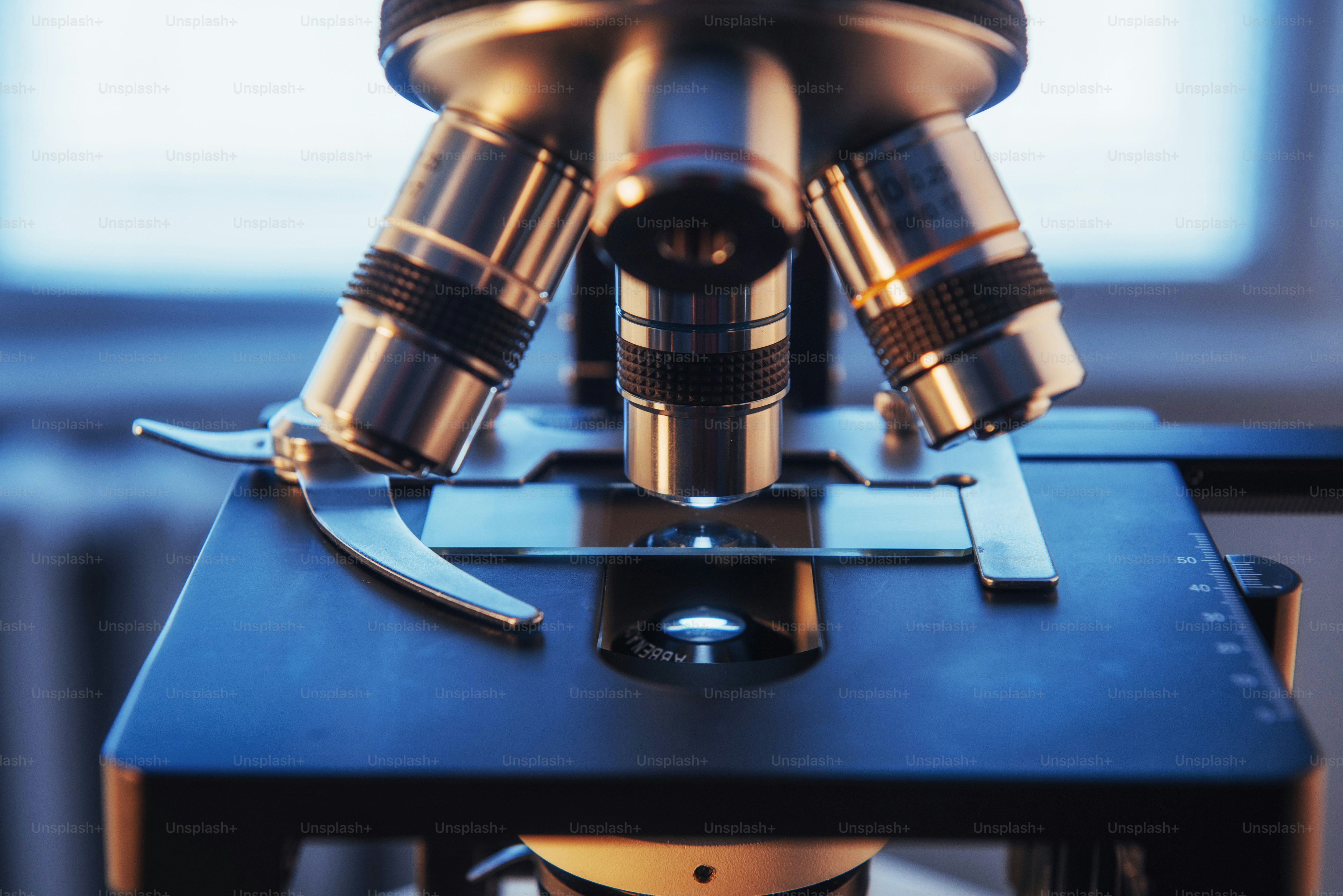 Microscope close-up shot in the laboratory. Medical equipment photo ...