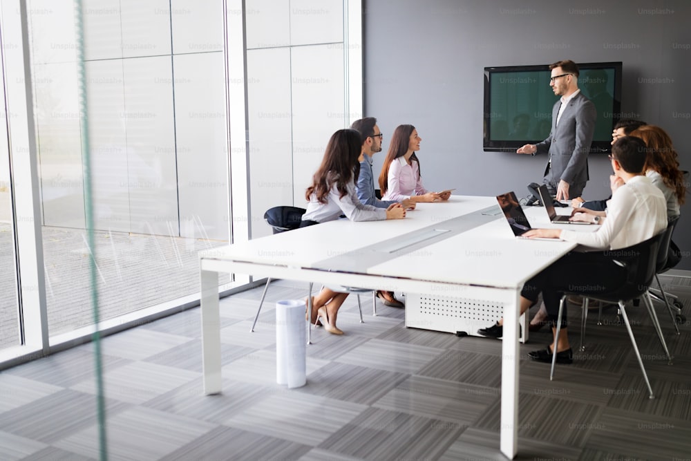 Enterpreneurs and business people conference in modern meeting room