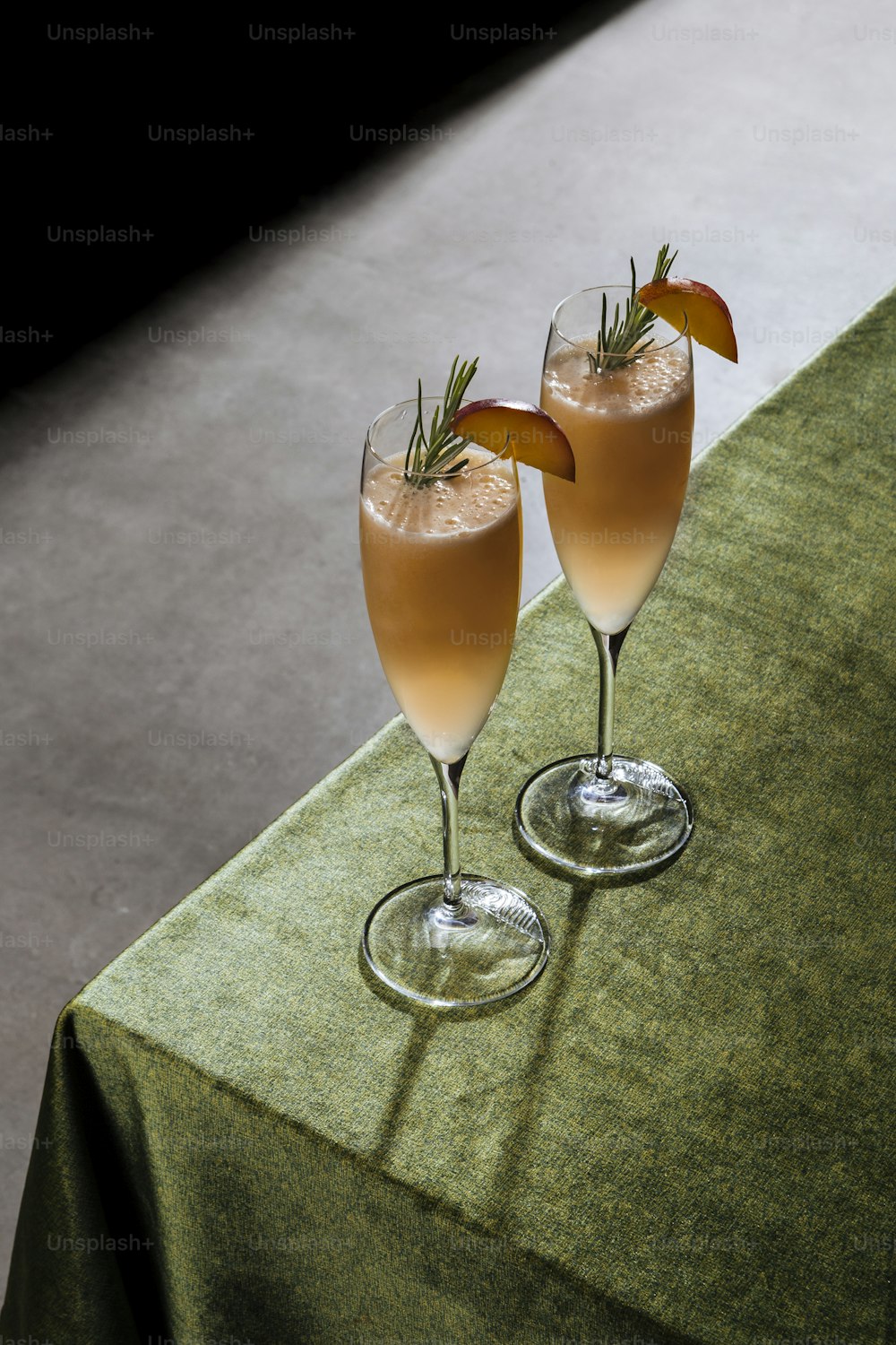 Bellini, a cocktail with Prosecco or champagne white peaches and sugar syrup, in a pop contemporary style