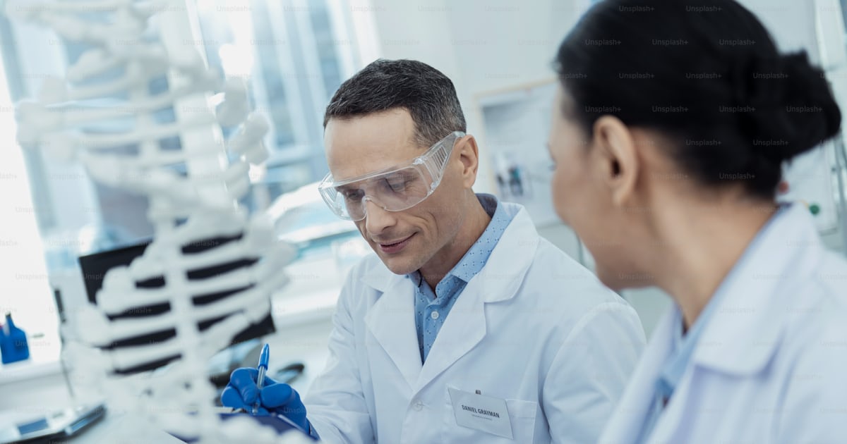 Research methodology. Professional scientist conducting a research ...