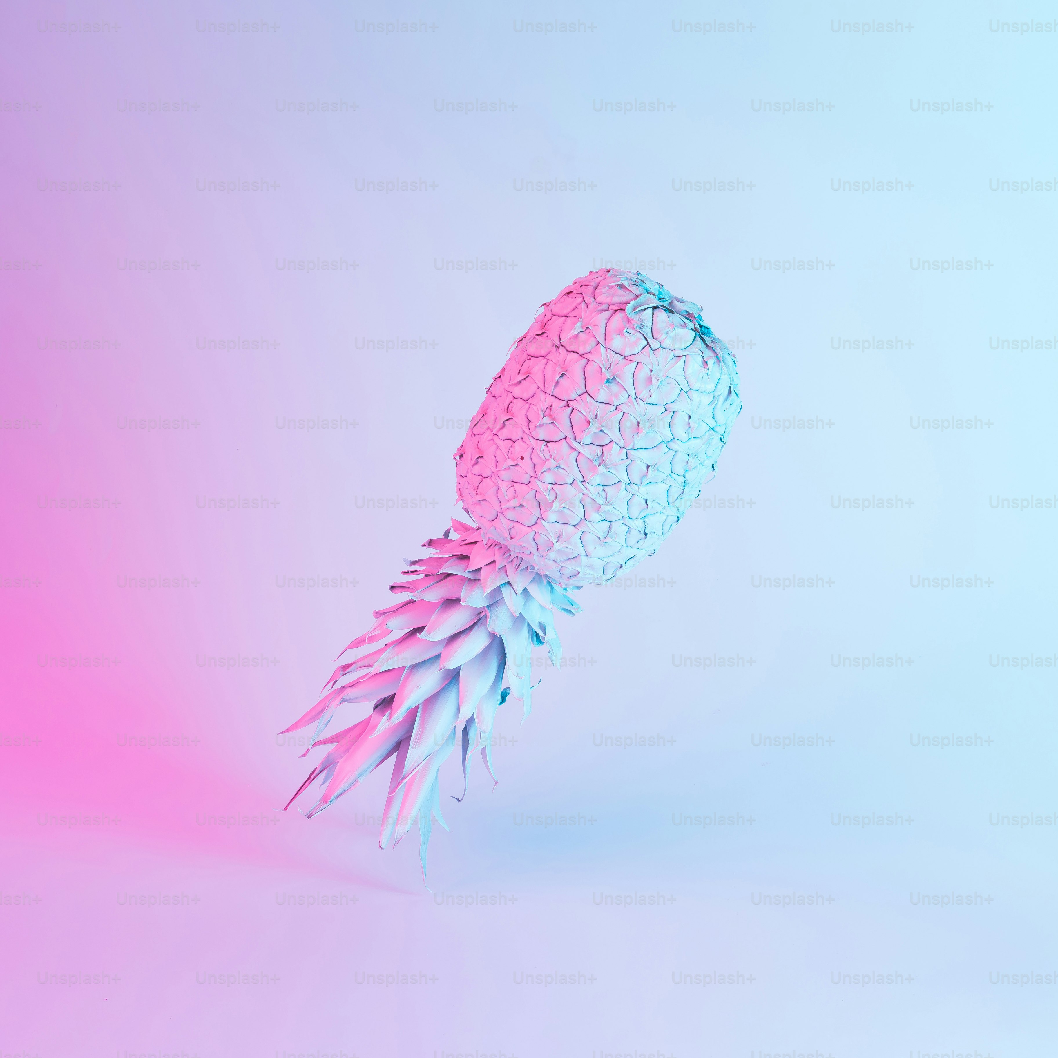 Pineapple in vibrant bold gradient holographic neon colors. Concept art. Minimal surrealism ...