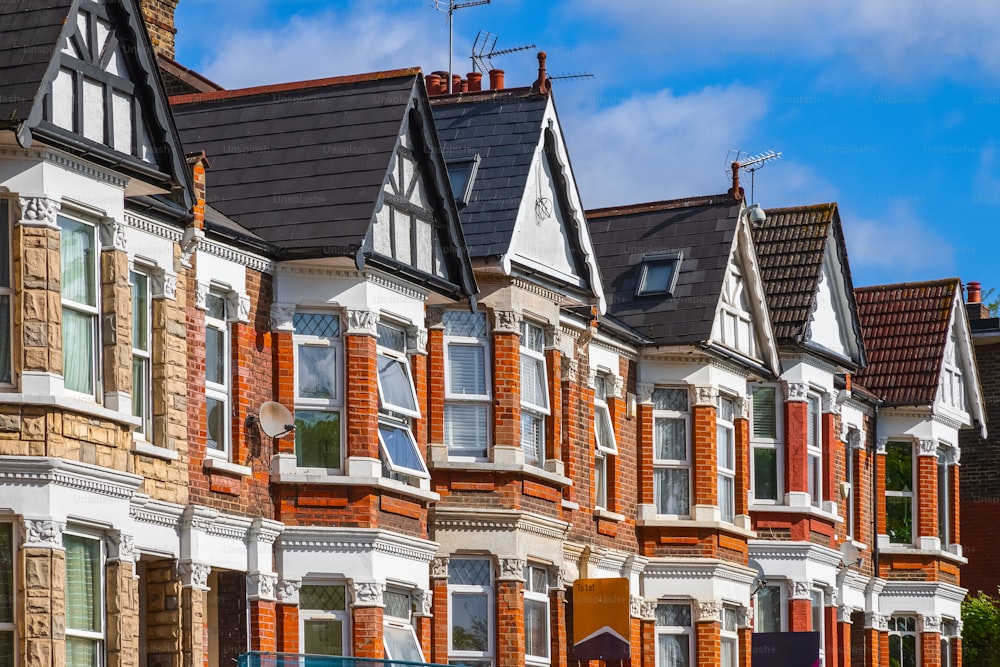 A row of Edwardian style terraced houses around Kensal Rise in London