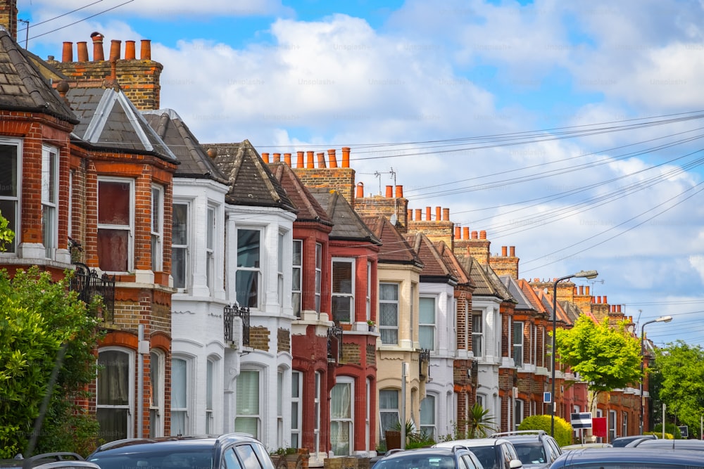 A row of typical British terraced houses around Kensal Rise in London