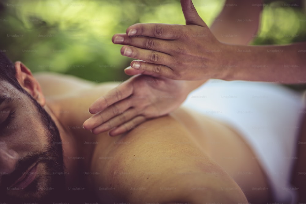 Beck massage. Human body part.  Close up image.