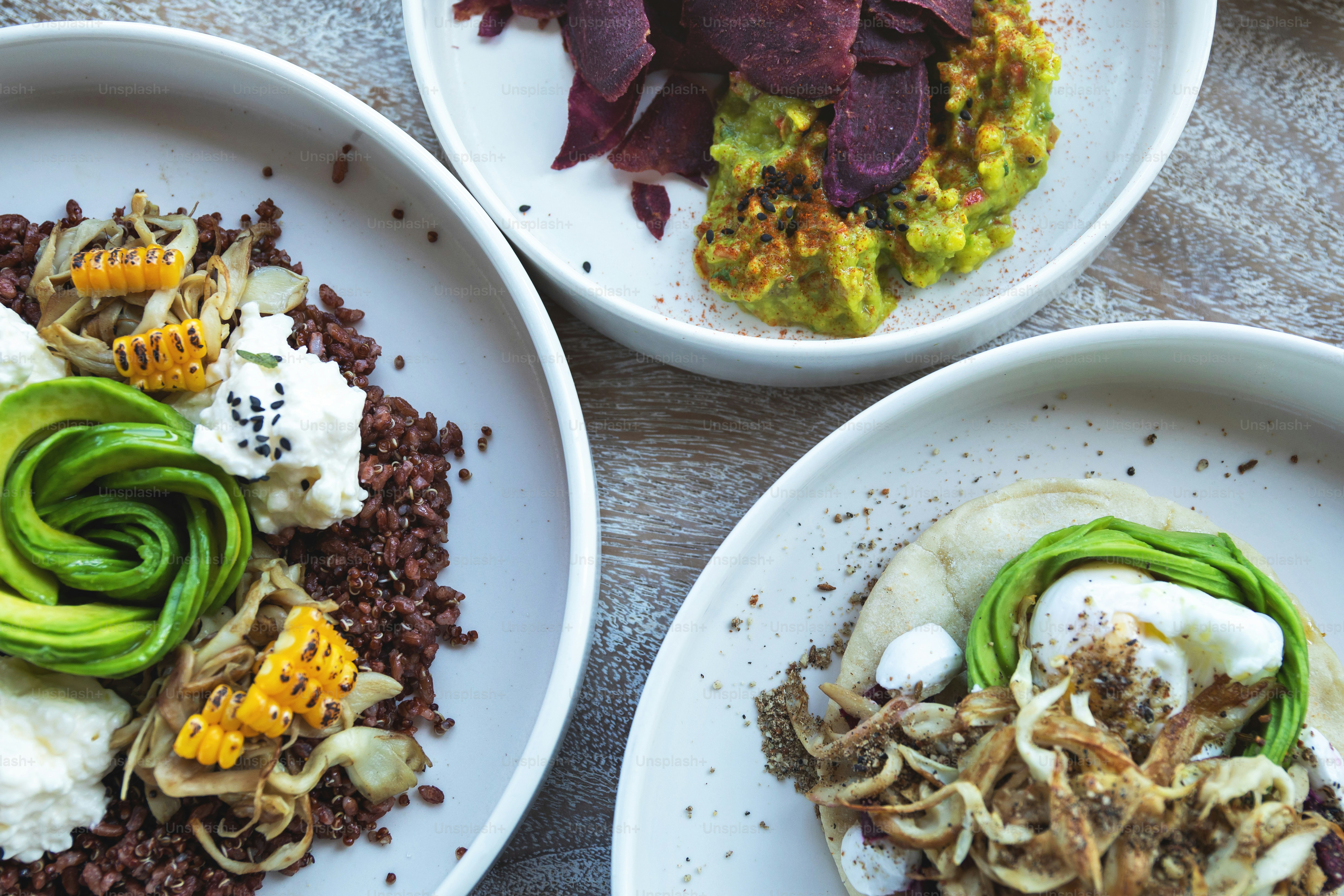 Natural organic food. Different delicious vegetarian dishes on the table