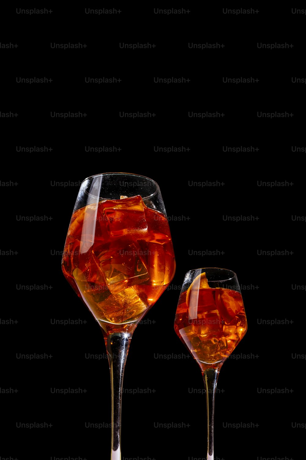 Spritz, a cocktail with sparkling Prosecco, bitter, seltz and orange slice, in pop contemporary style