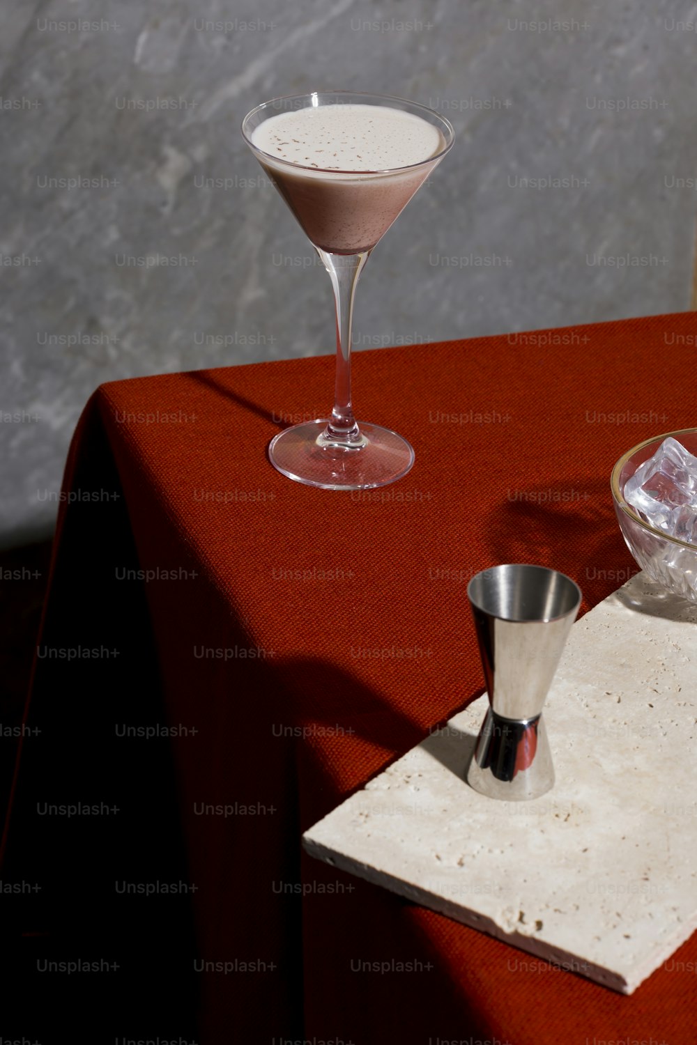 Alexander, an after dinner cocktail with gin or cognac, white creme de cacao, fresh cream and  grated nutmeg