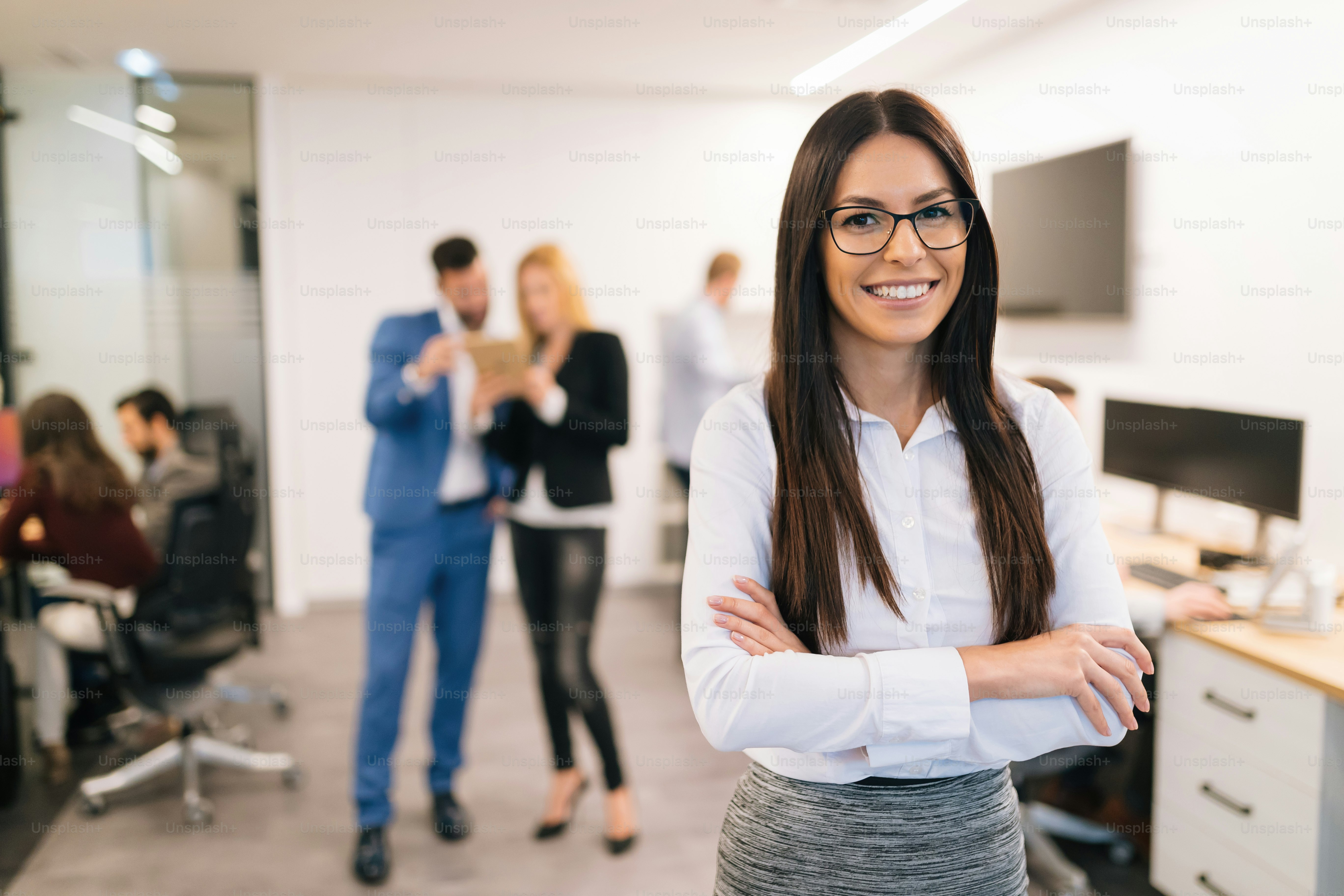 Portrait of successful beautiful businesswoman in modern office