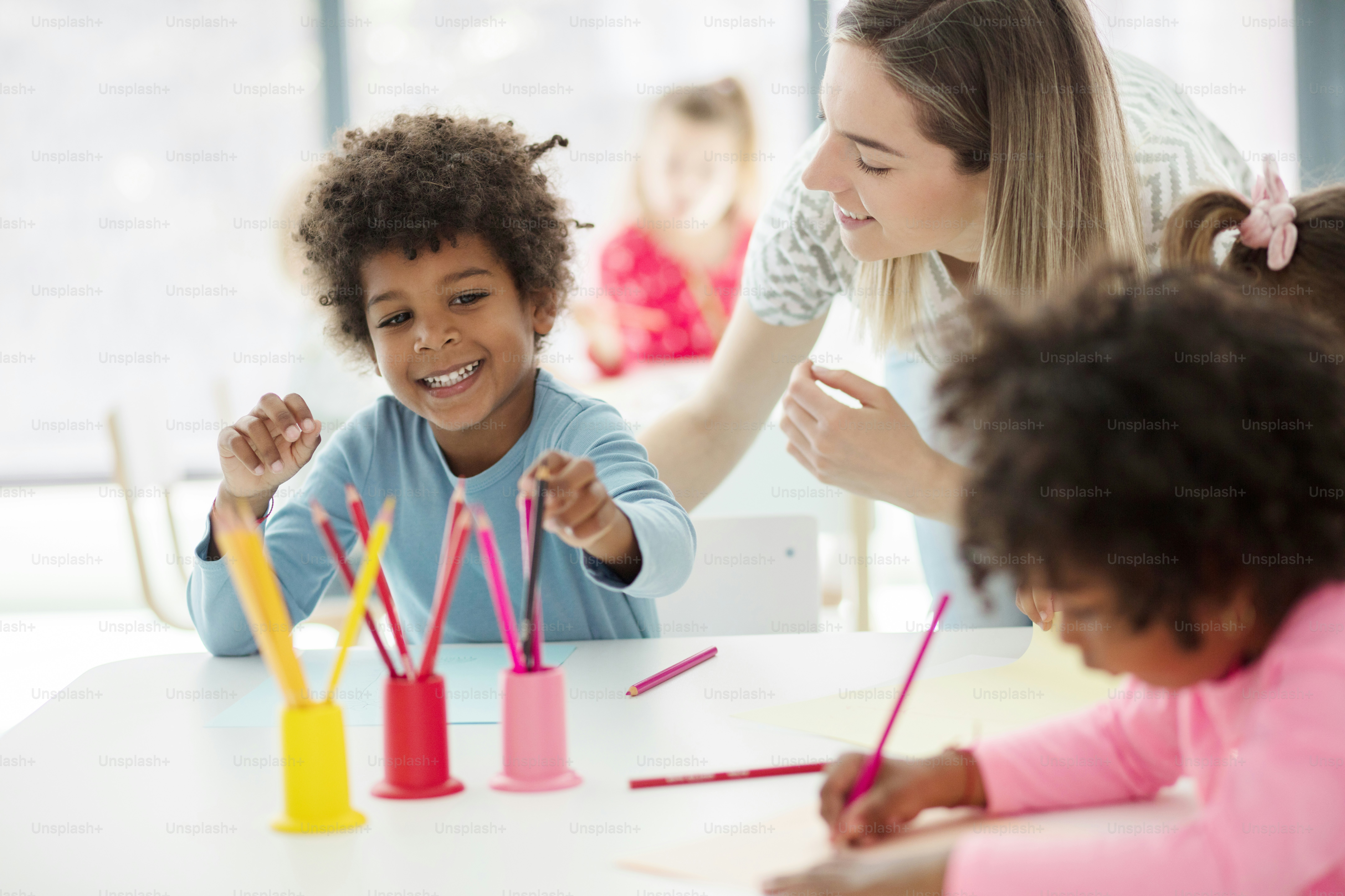 Time to get creative. Children in preschool. photo – Classroom Image on ...