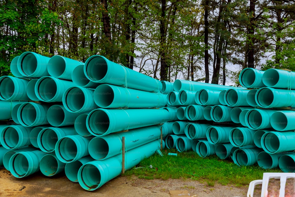 Green plastic pvc pipe stock for industry for drains water for building