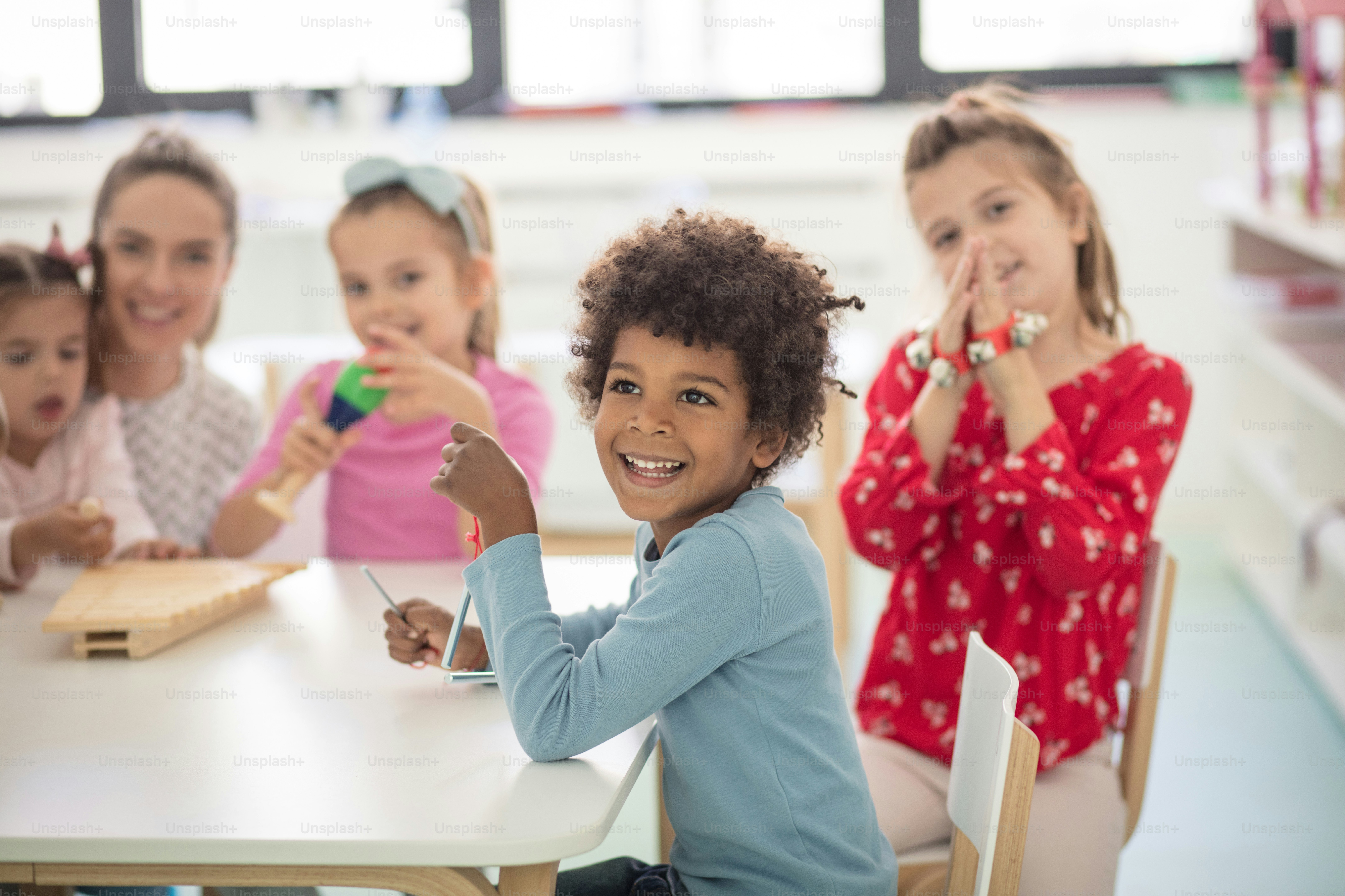 During creation. Children in preschool.
