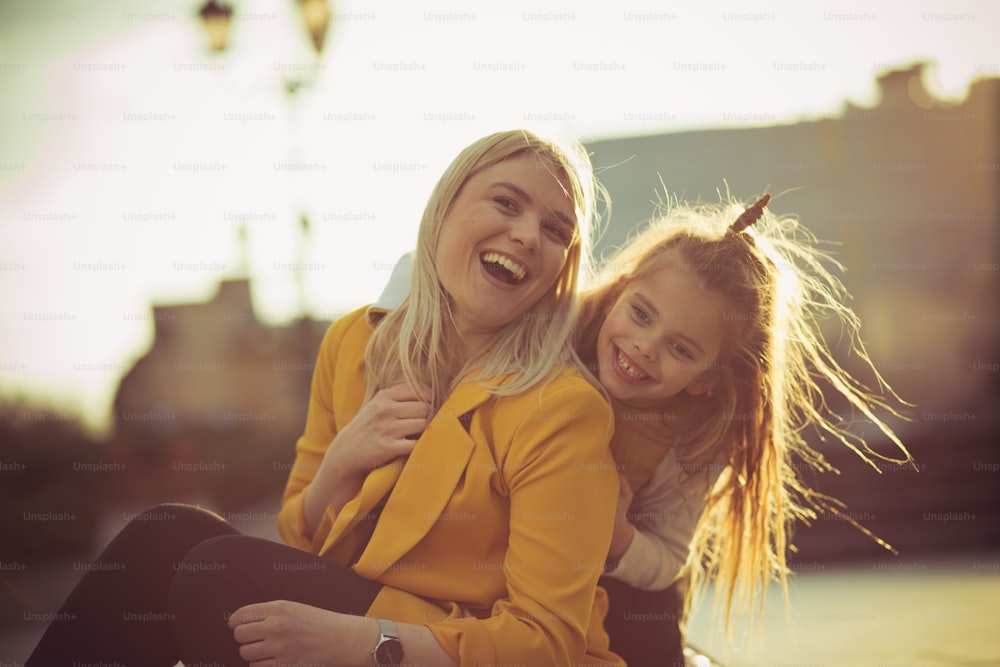 Just us girls. Mother and daughter in the city.