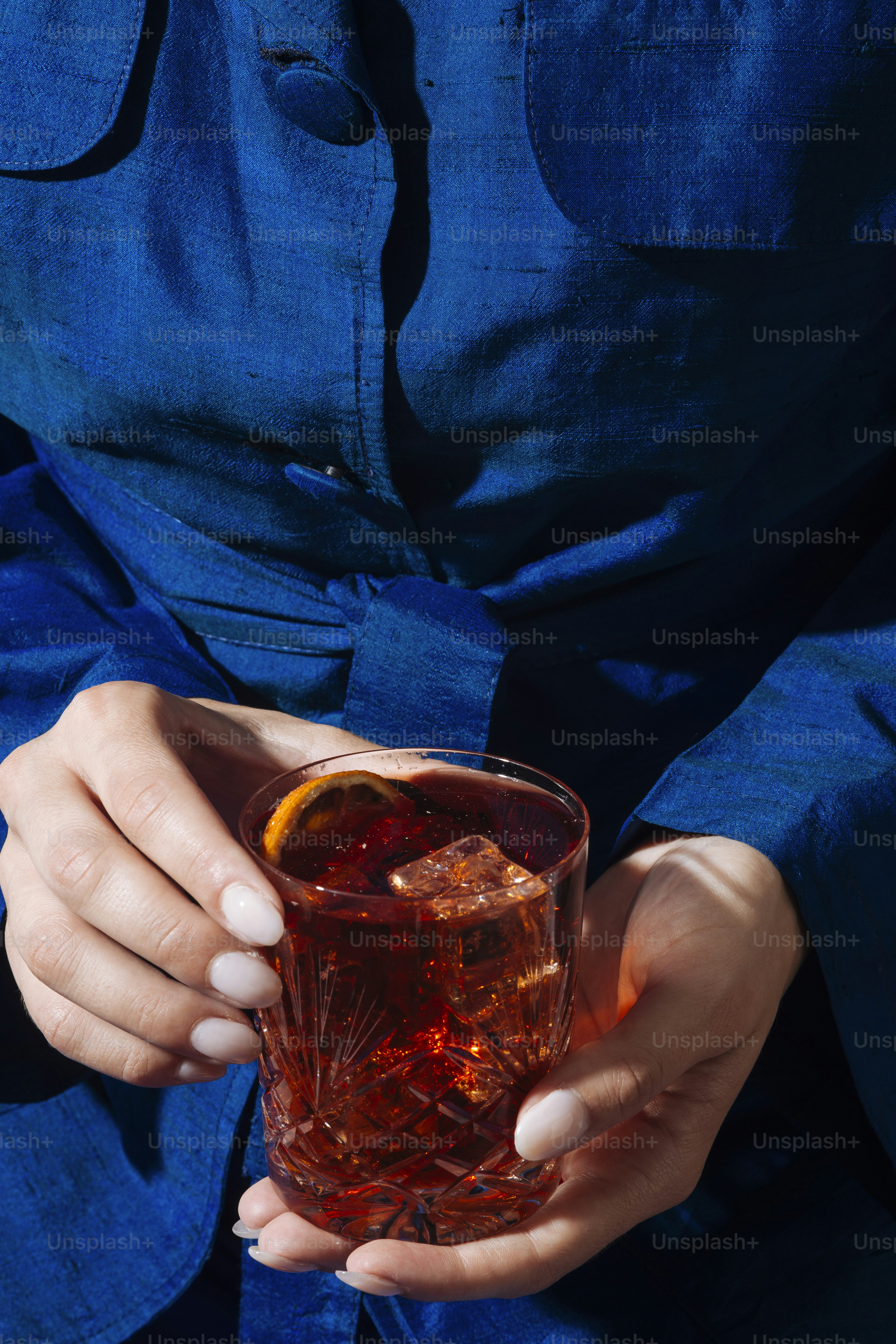 Negroni cocktail, with gin, bitter, vermut, in pop contemporary style, colorful and trendy