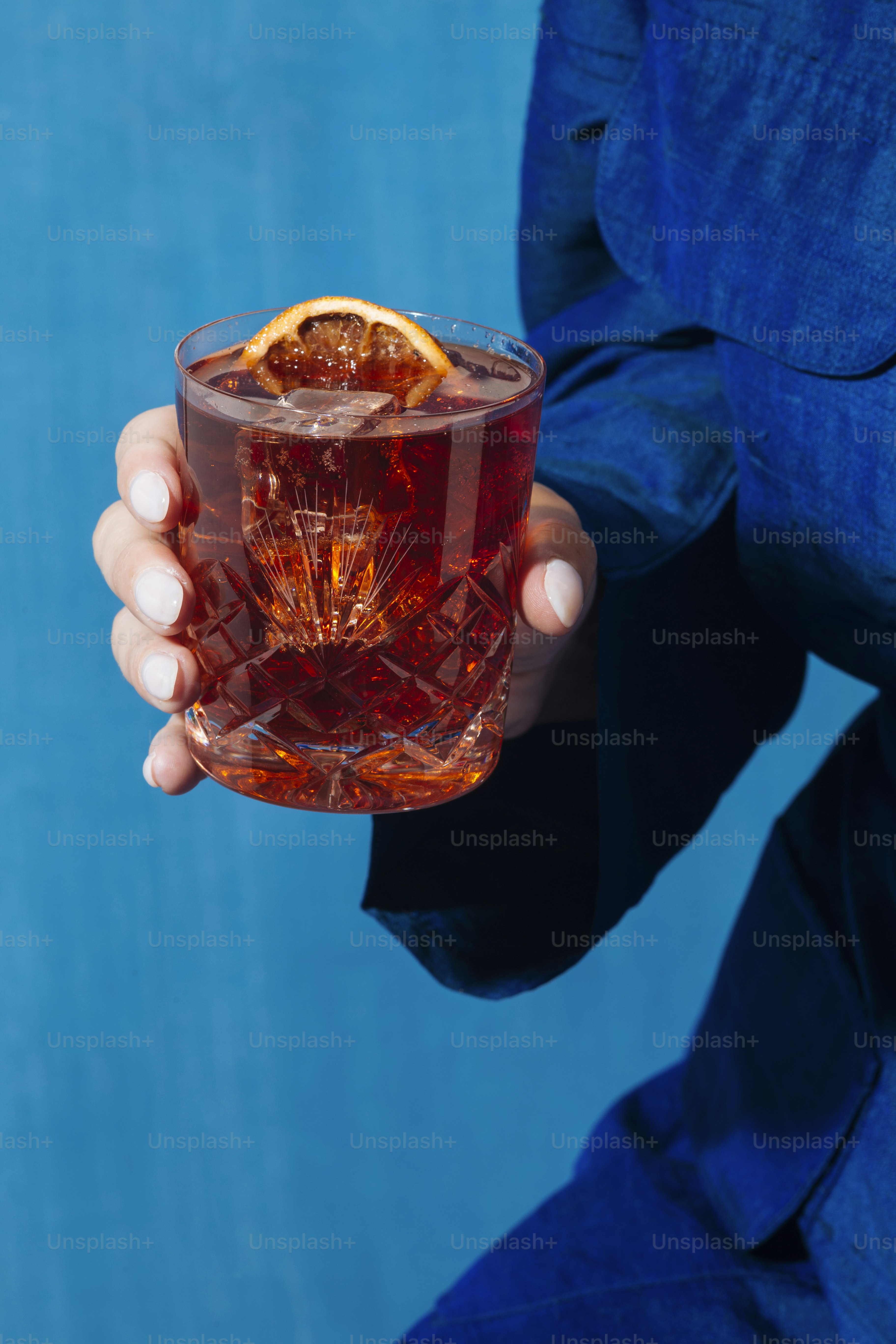 Negroni cocktail, with gin, bitter, vermut, in pop contemporary style, colorful and trendy