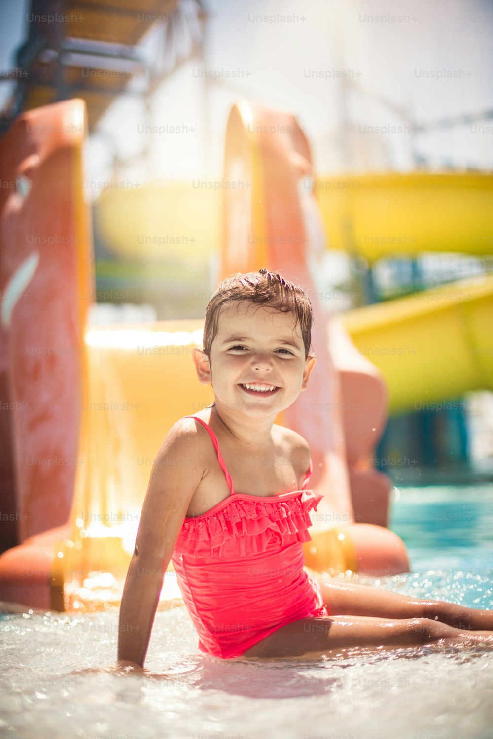 I've been waiting on summer for so long. Little girl in pool.