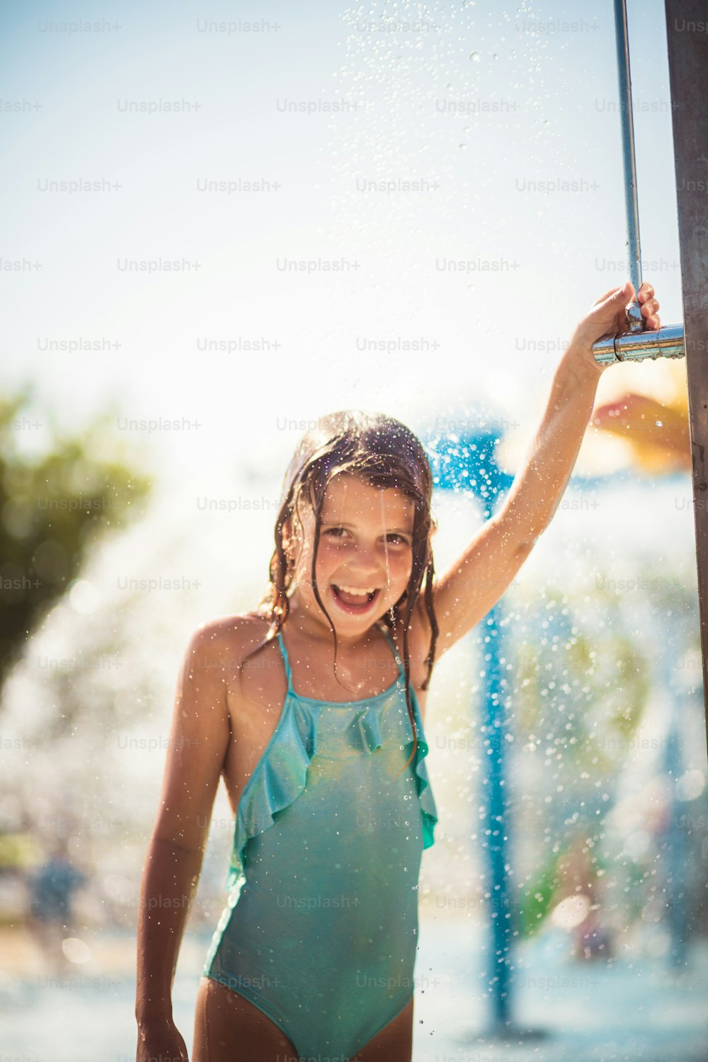 Shower fun. Child showering.