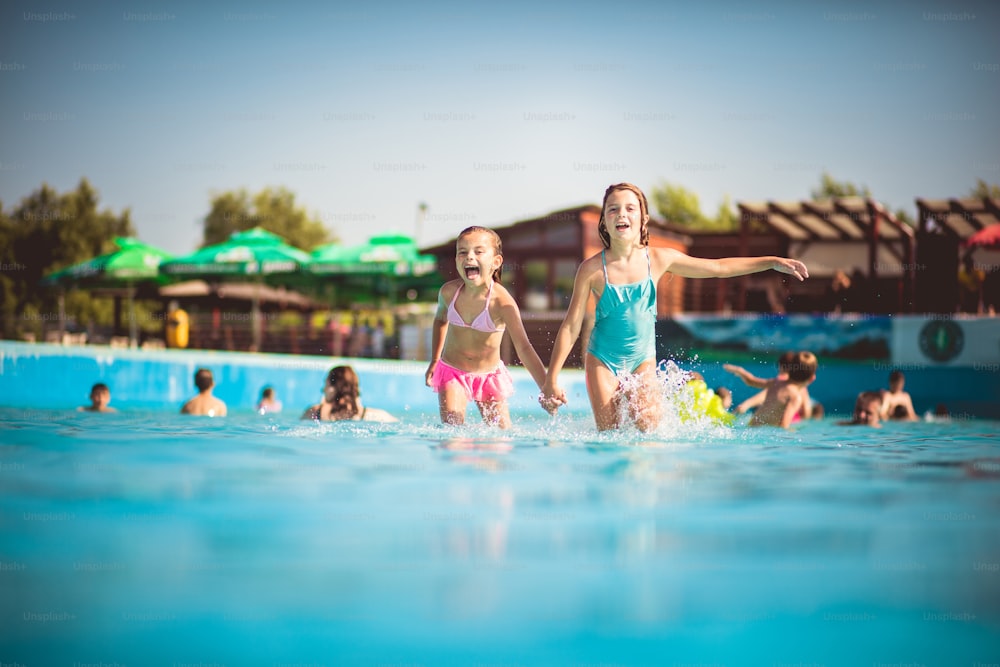 Summer fun. Children in the pool.