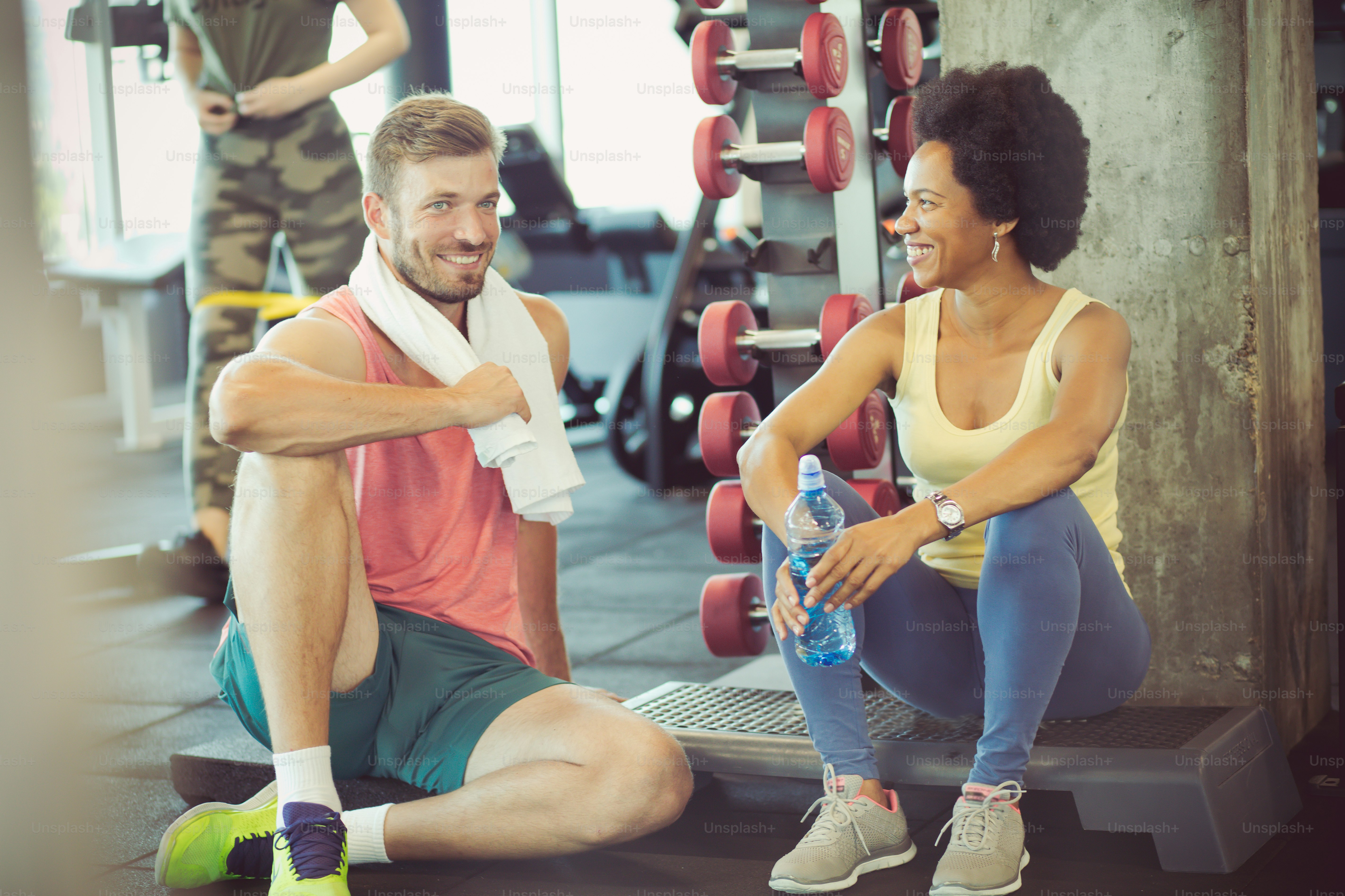 The gym is good for making friends. People at gym.