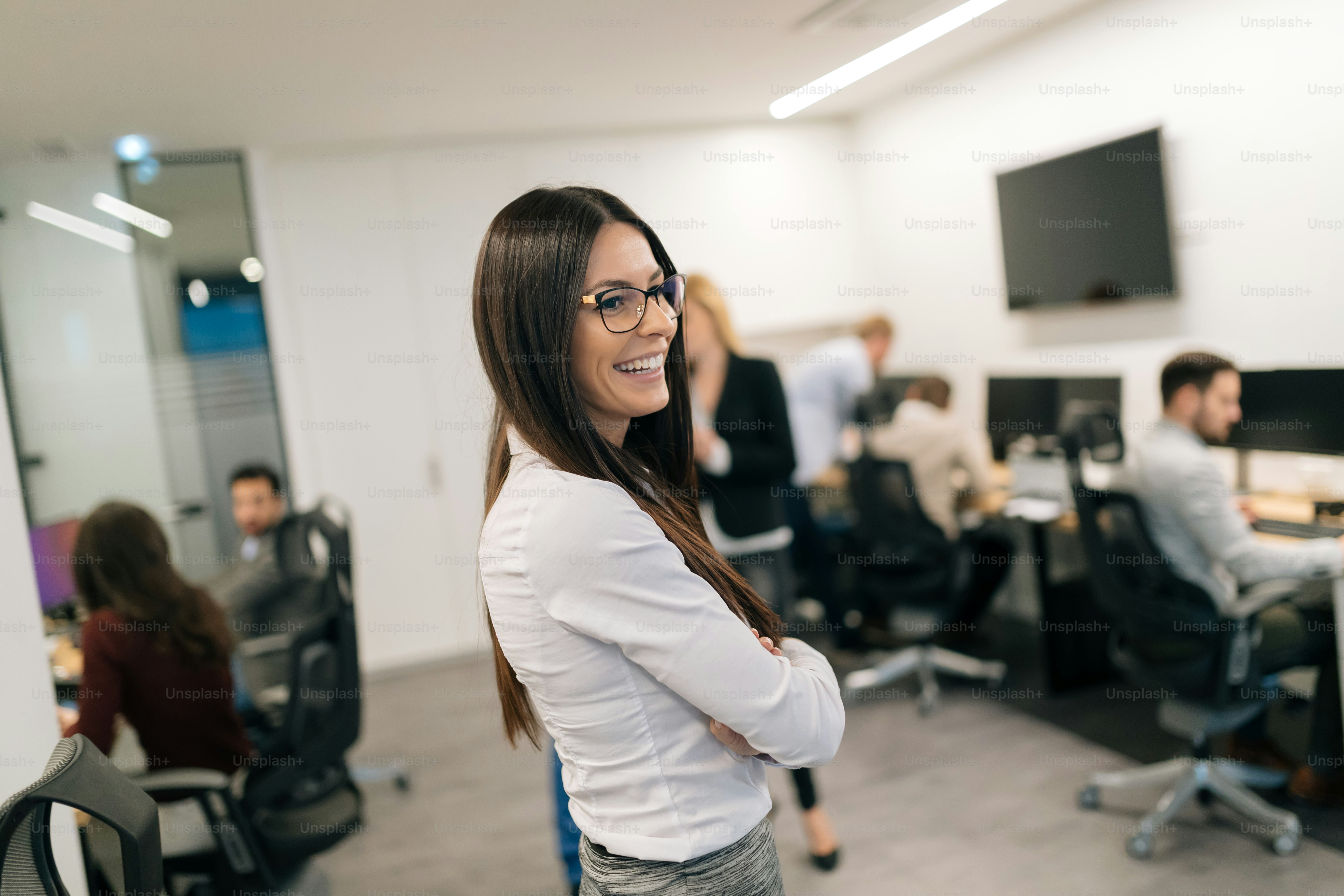 Portrait of successful beautiful businesswoman in modern office