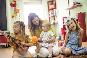 We are all friends. Children in music school.