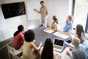 Entrepreneurs and business people conference in modern meeting room