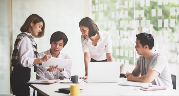 Filipino startup team brainstorming