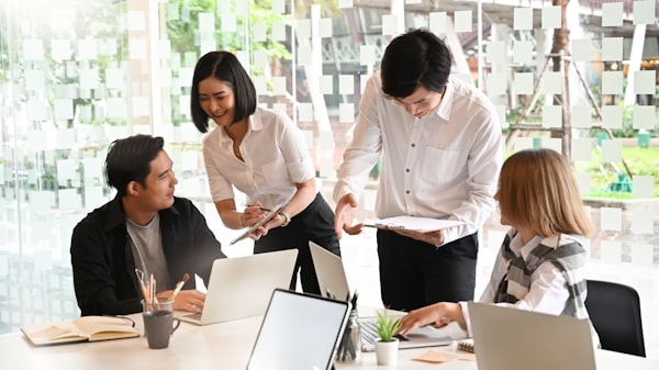 Filipino startup team brainstorming