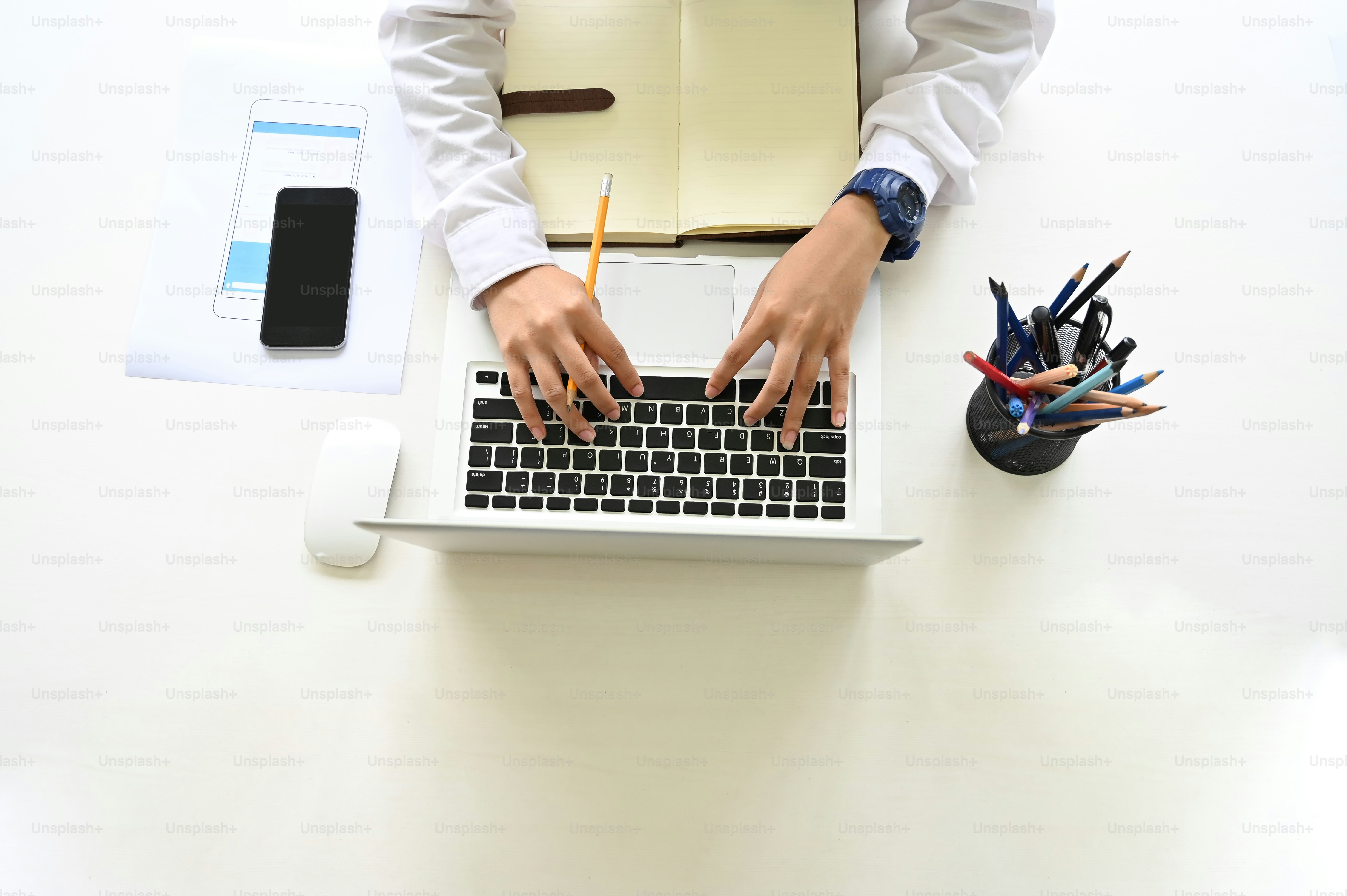 Top view woman working Ux Ui user experience design. photo – Thailand ...