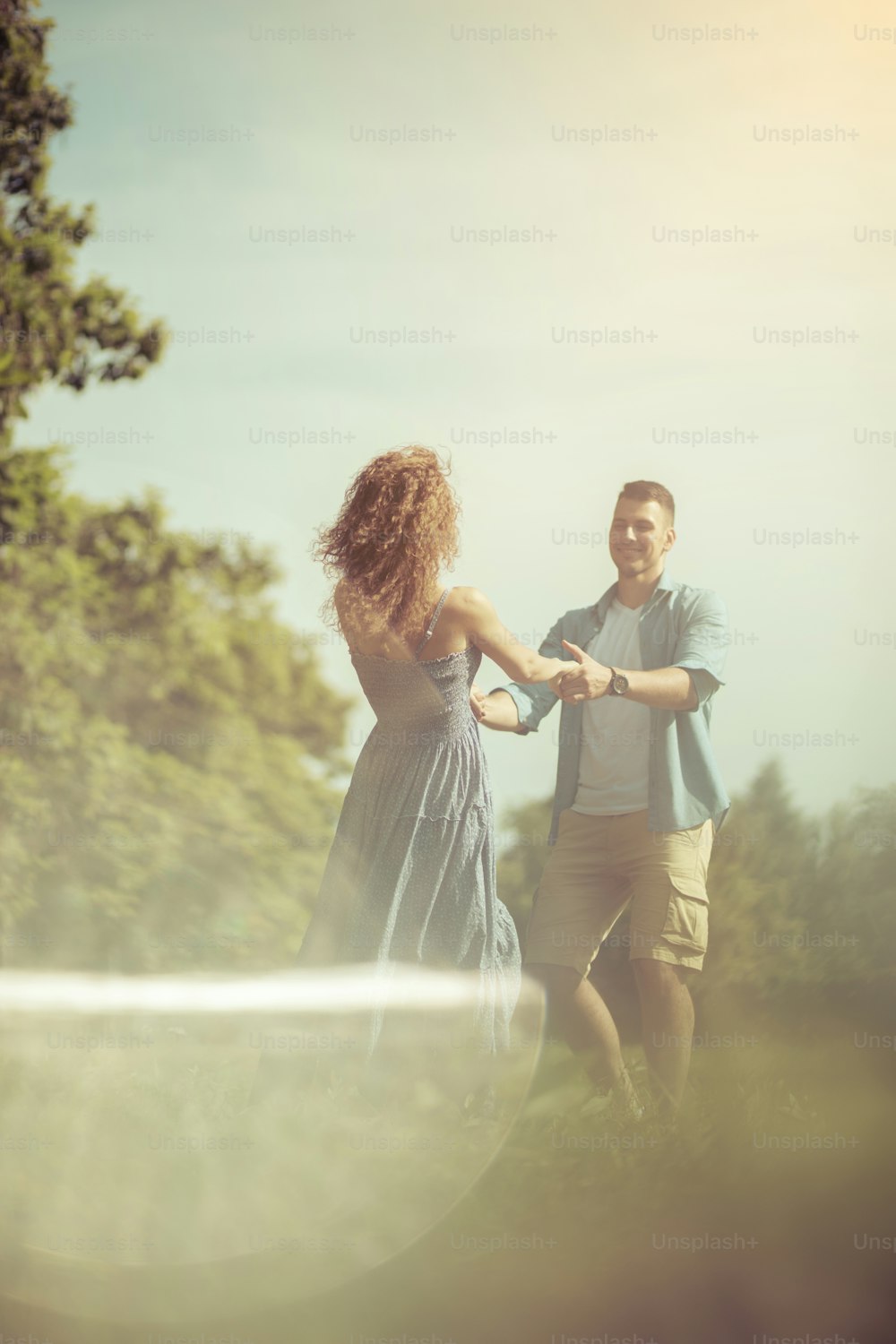 Love keeps the heart happy. Couple in nature.