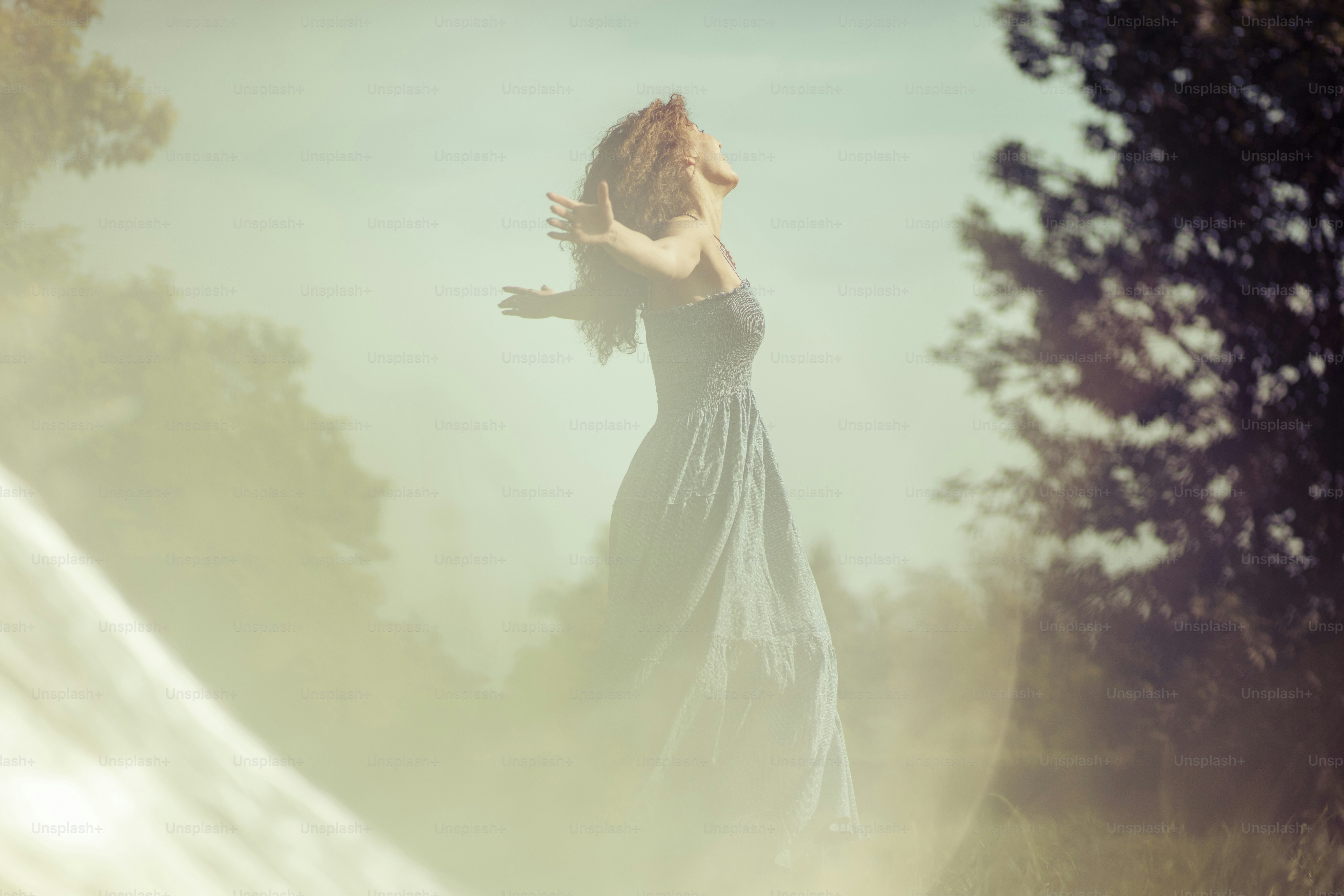 So beautiful day. Woman in nature.
