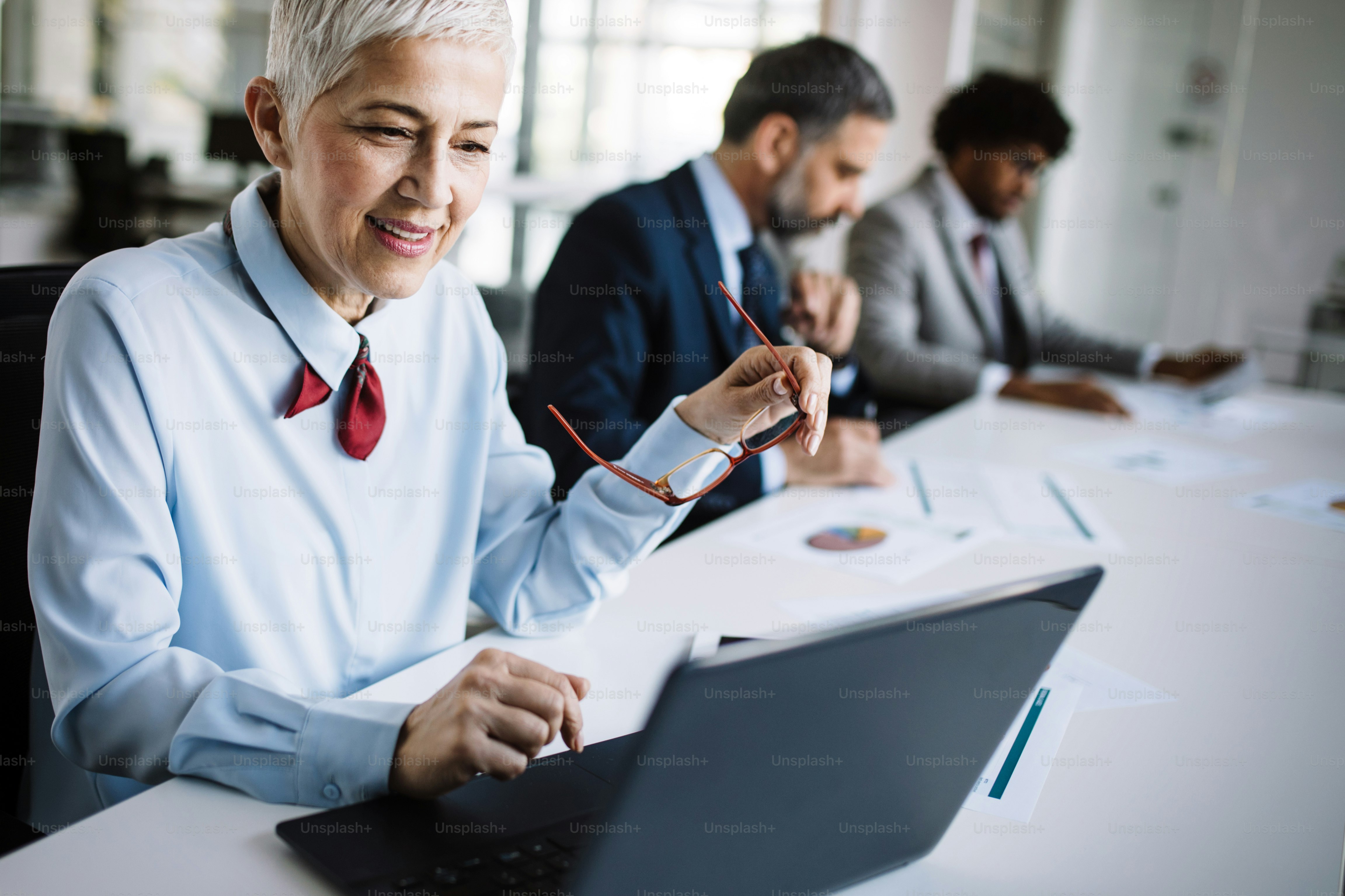 Business happy people meeting corporate digital device connection concept