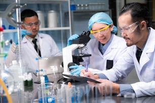 The researchers analyzed the results of the data in the scientific laboratory.