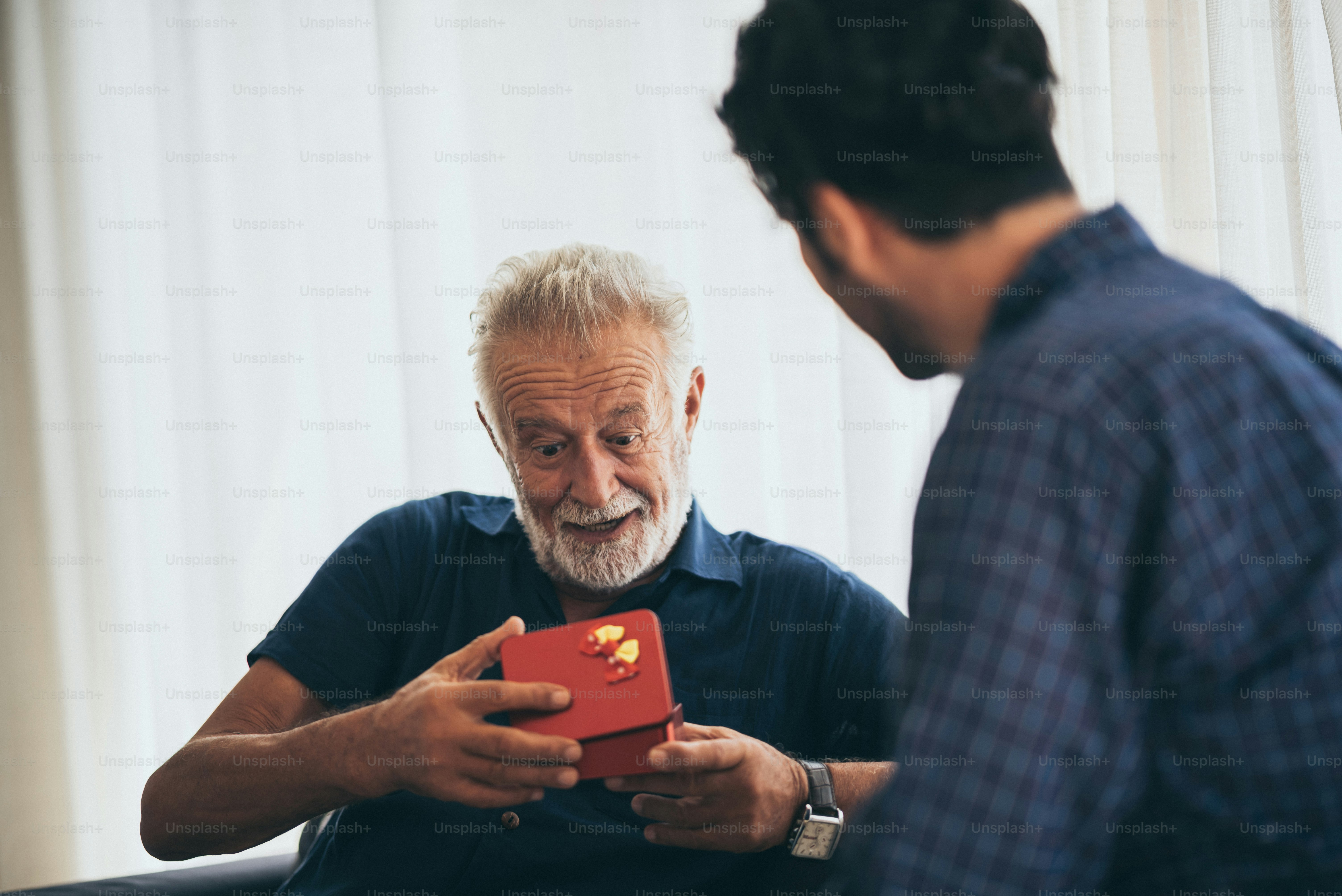 Valentine concept  of son and senior father