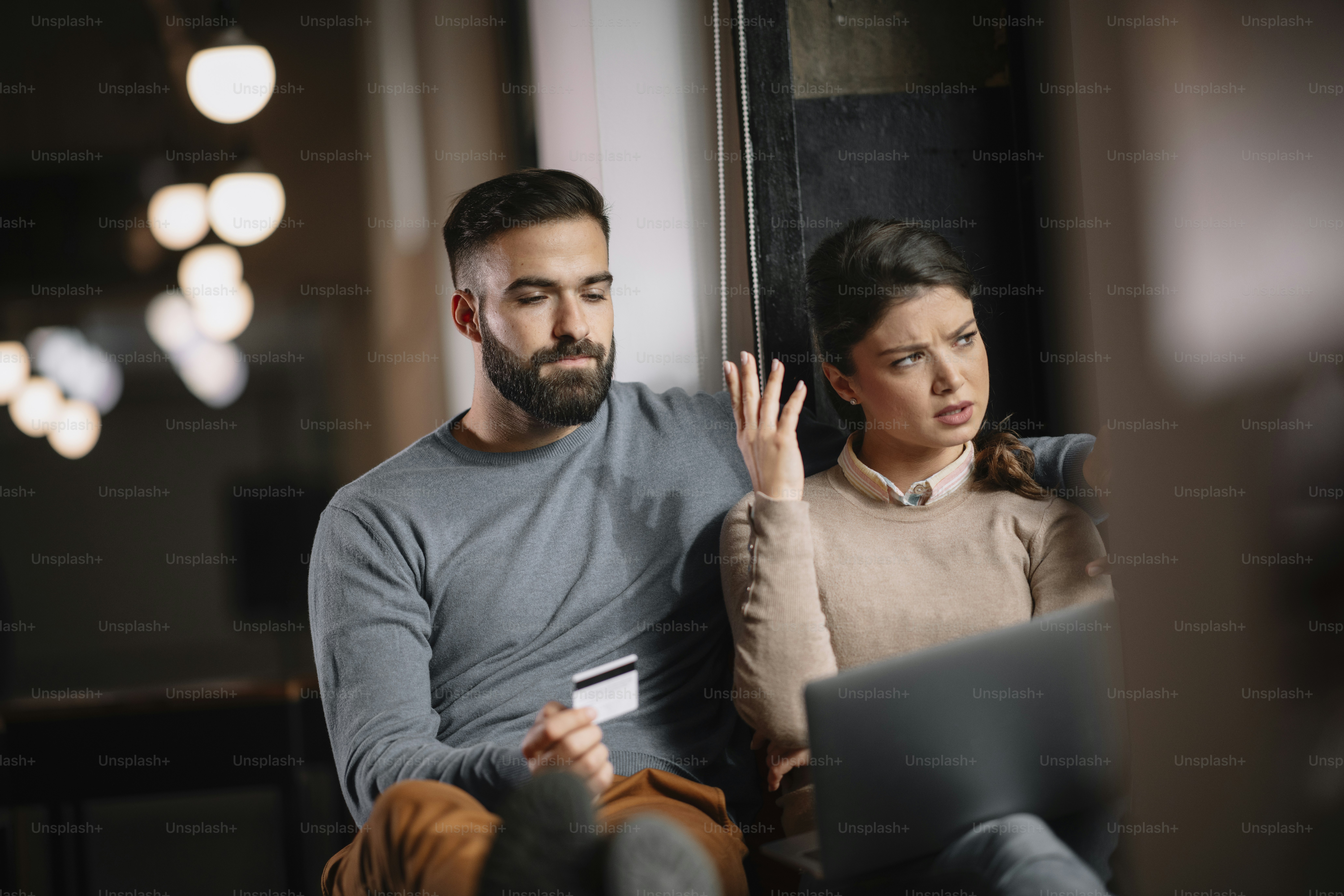 Young couple having money problem.