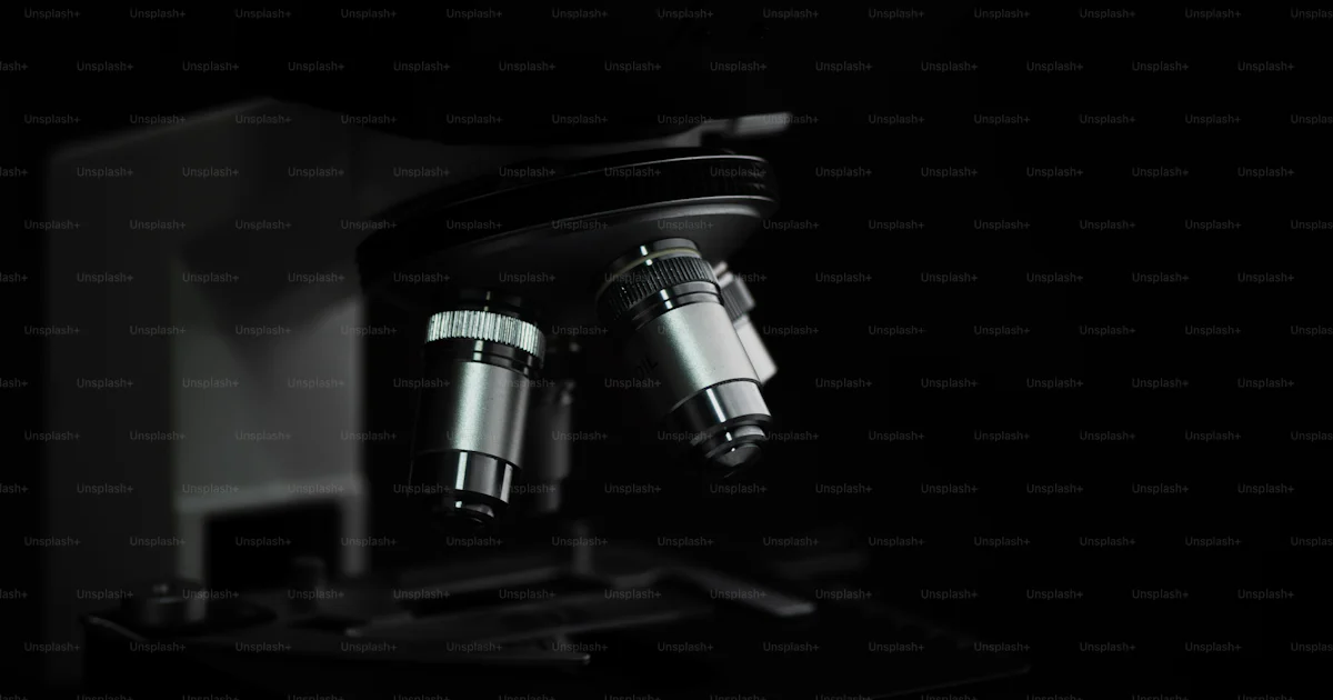 Science Microscope Project Lens Focus on microscope with metal lens for experiments, educational ...