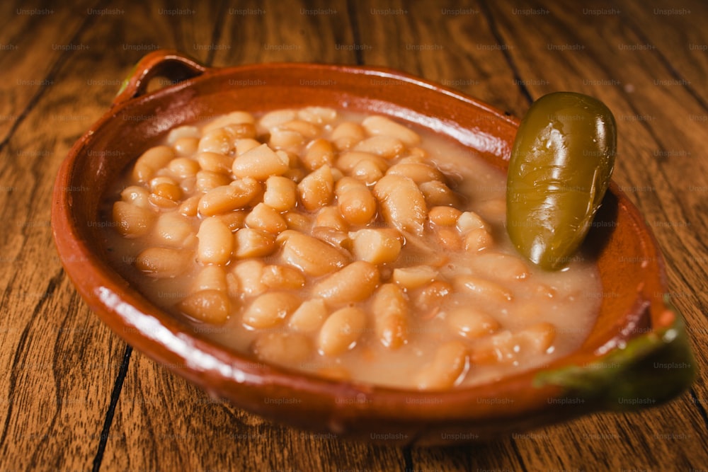 bean soup Mexican cuisine. stewed beans in Mexico city