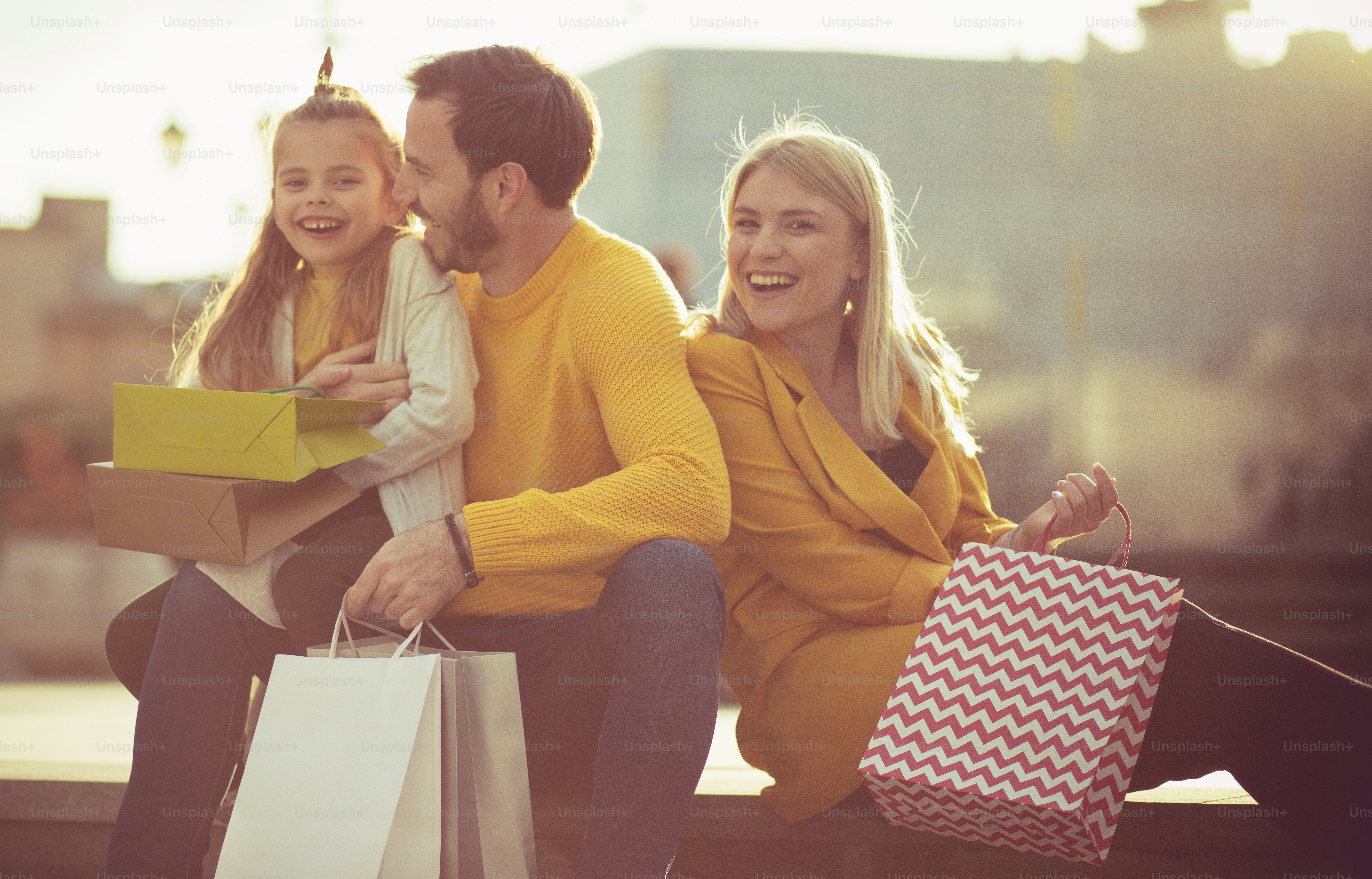 We spend every day together. Family shopping in the city.